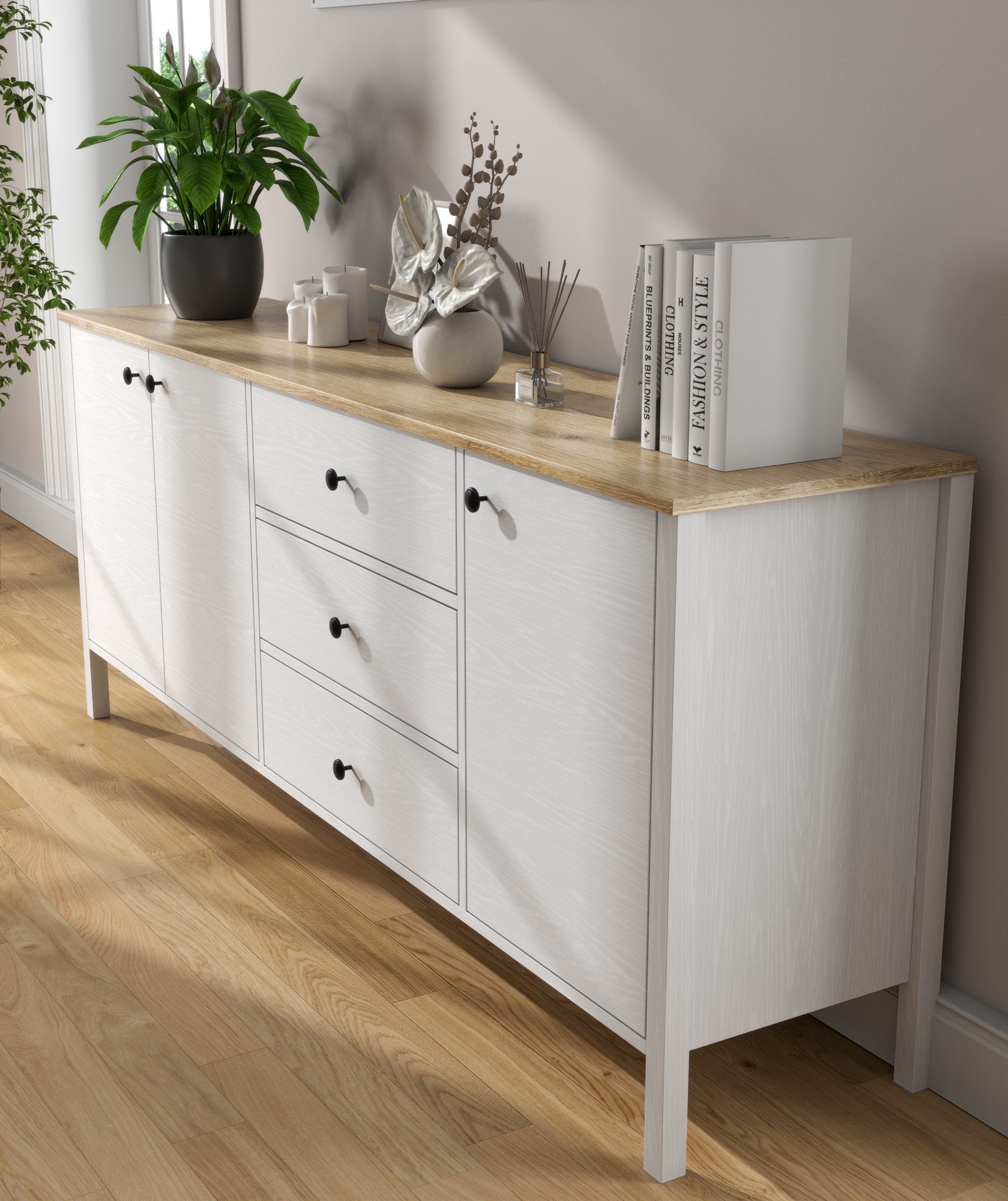 Aparador de madeira – 200cm x 82cm x 44cm – Branco