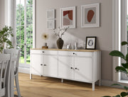 Aparador de madeira – 180 cm x 82 cm x 44 cm – Branco – Aglomerado revestido em melamina