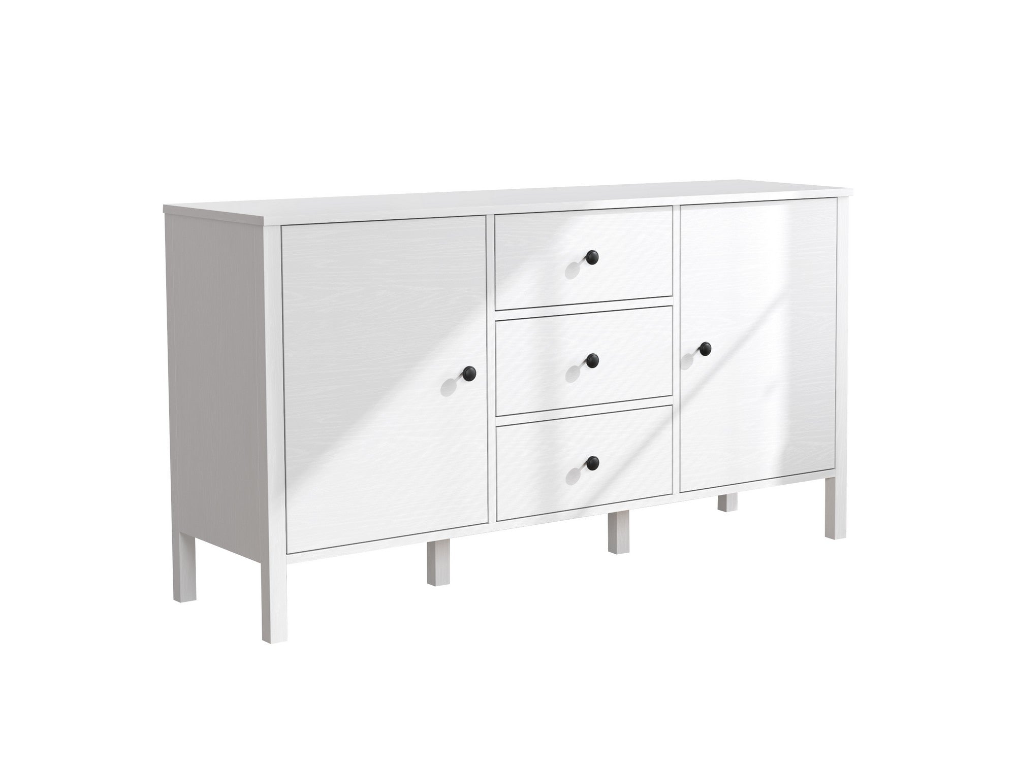 Aparador de madeira – 150 cm largura, 82 cm altura, 44 cm profundidade – Branco – Aglomerado revestido de melamina