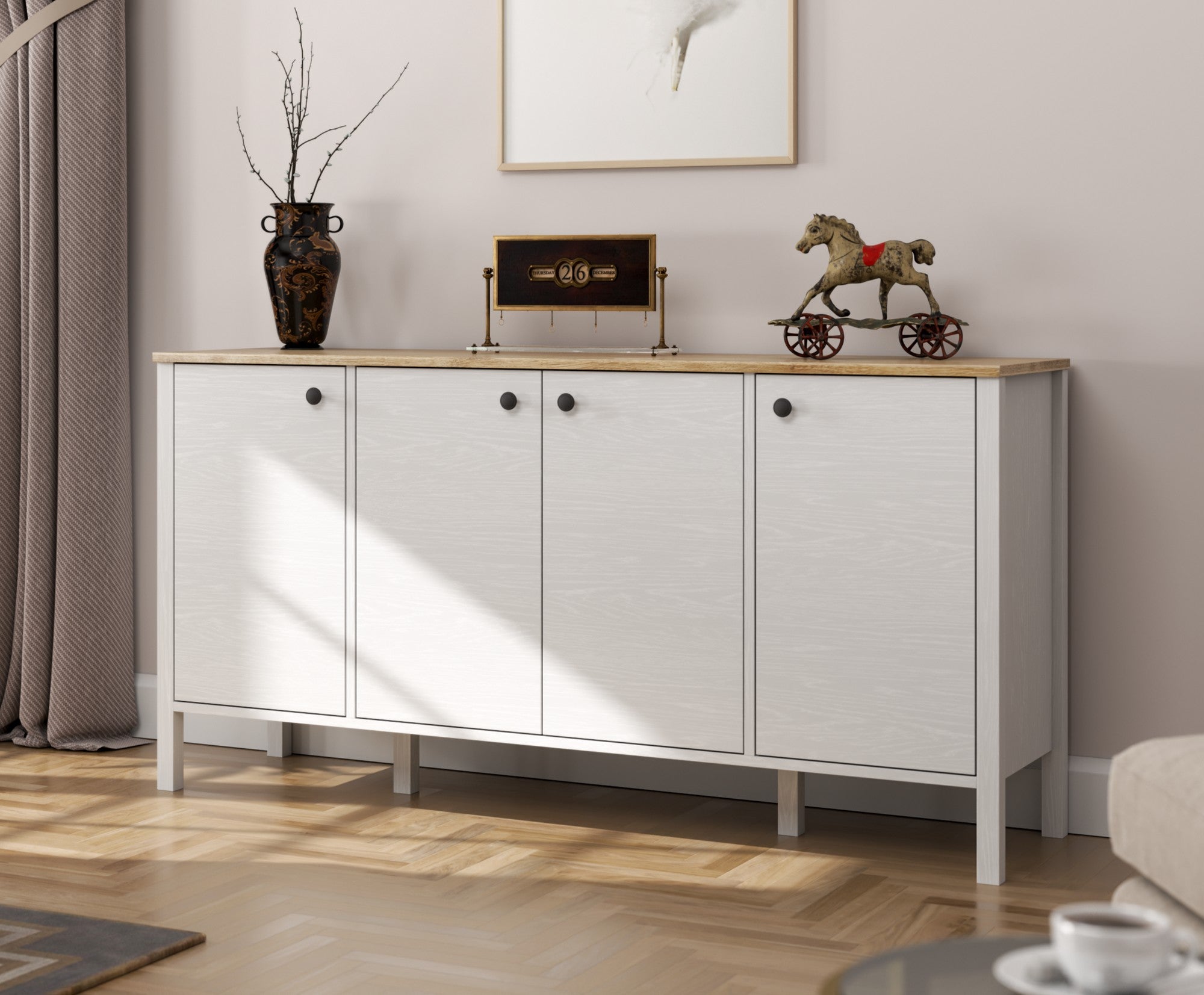 Aparador de madeira – 160 cm x 82 cm x 44 cm – Branco