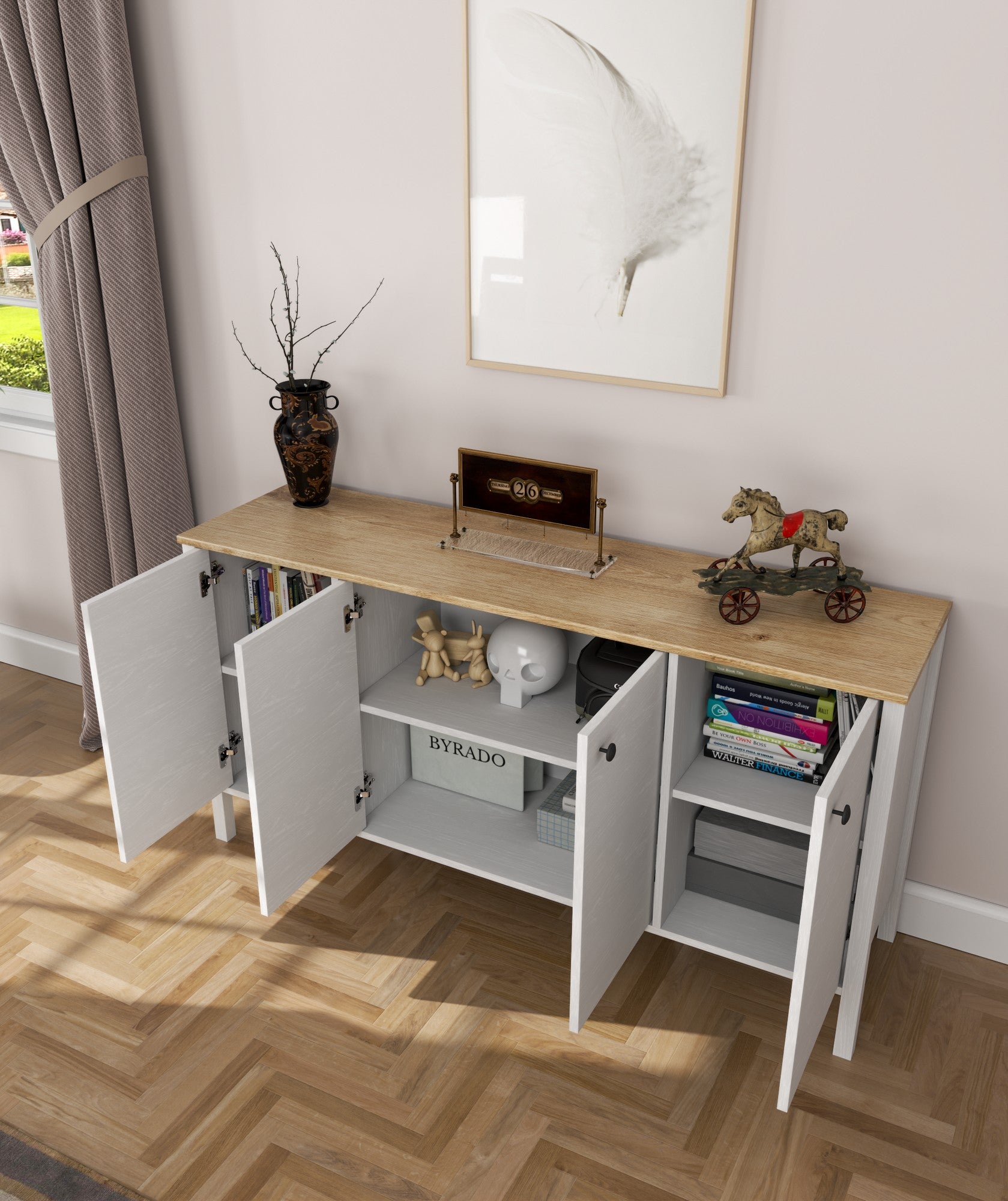 Aparador de madeira – 160 cm x 82 cm x 44 cm – Branco