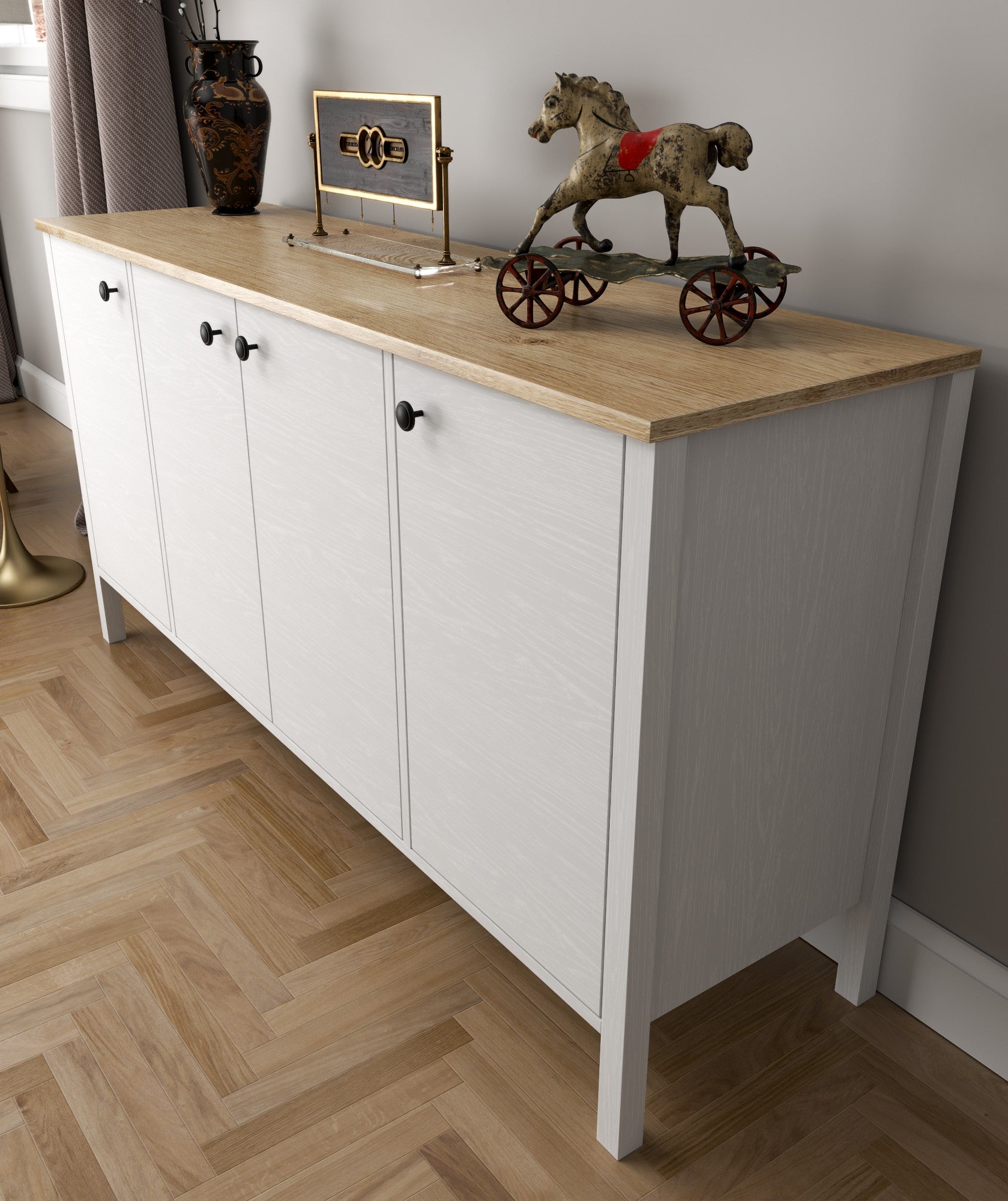 Aparador de madeira – 160 cm x 82 cm x 44 cm – Branco