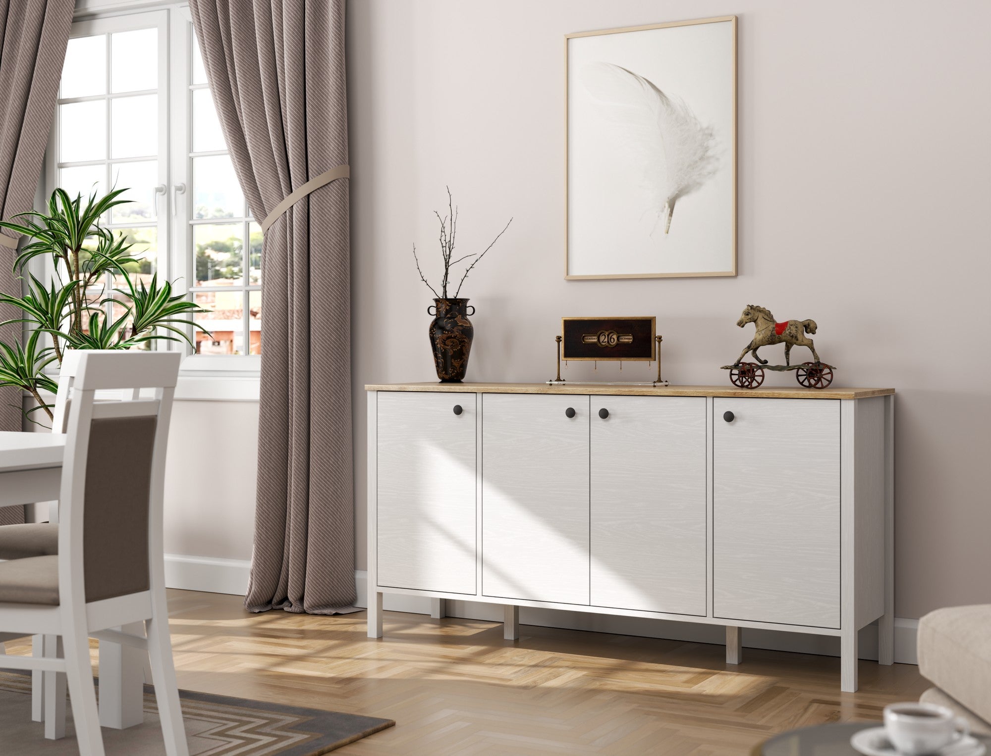Aparador de madeira – 160 cm x 82 cm x 44 cm – Branco