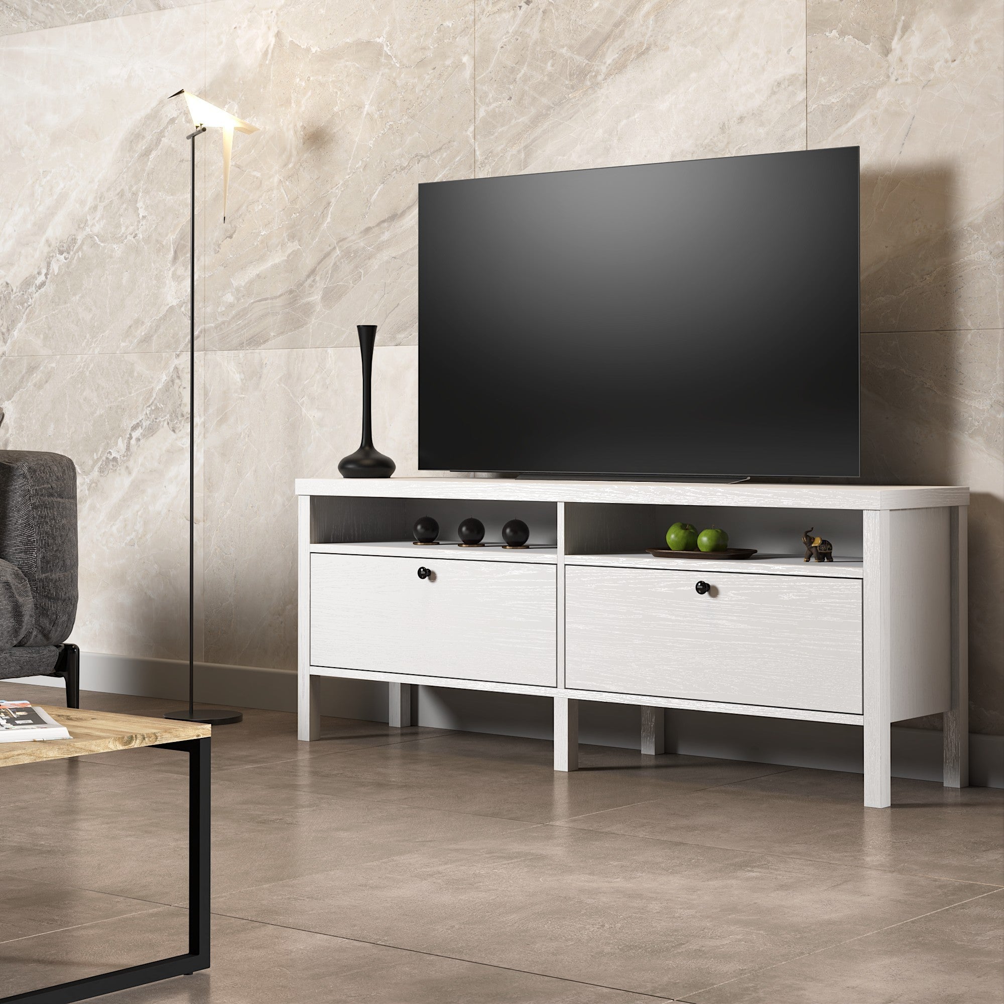 Móvel de TV – 150cm x 57cm x 35cm – Branco – Madeira