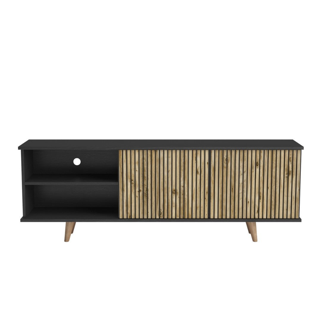 Móvel de TV – 180 cm x 64 cm x 35 cm – Preto, Pinho Atlântico – Aglomerado