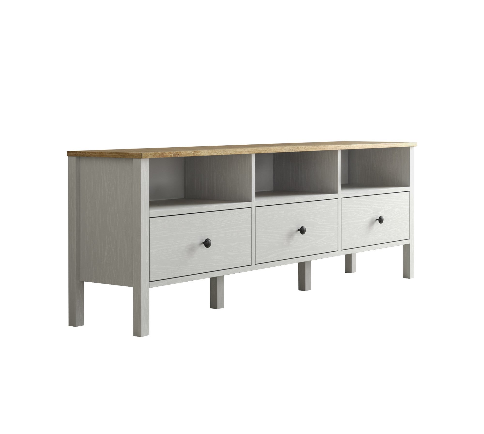 Móvel de TV – 160 cm x 58 cm x 35 cm – Branco e madeira – Aglomerado