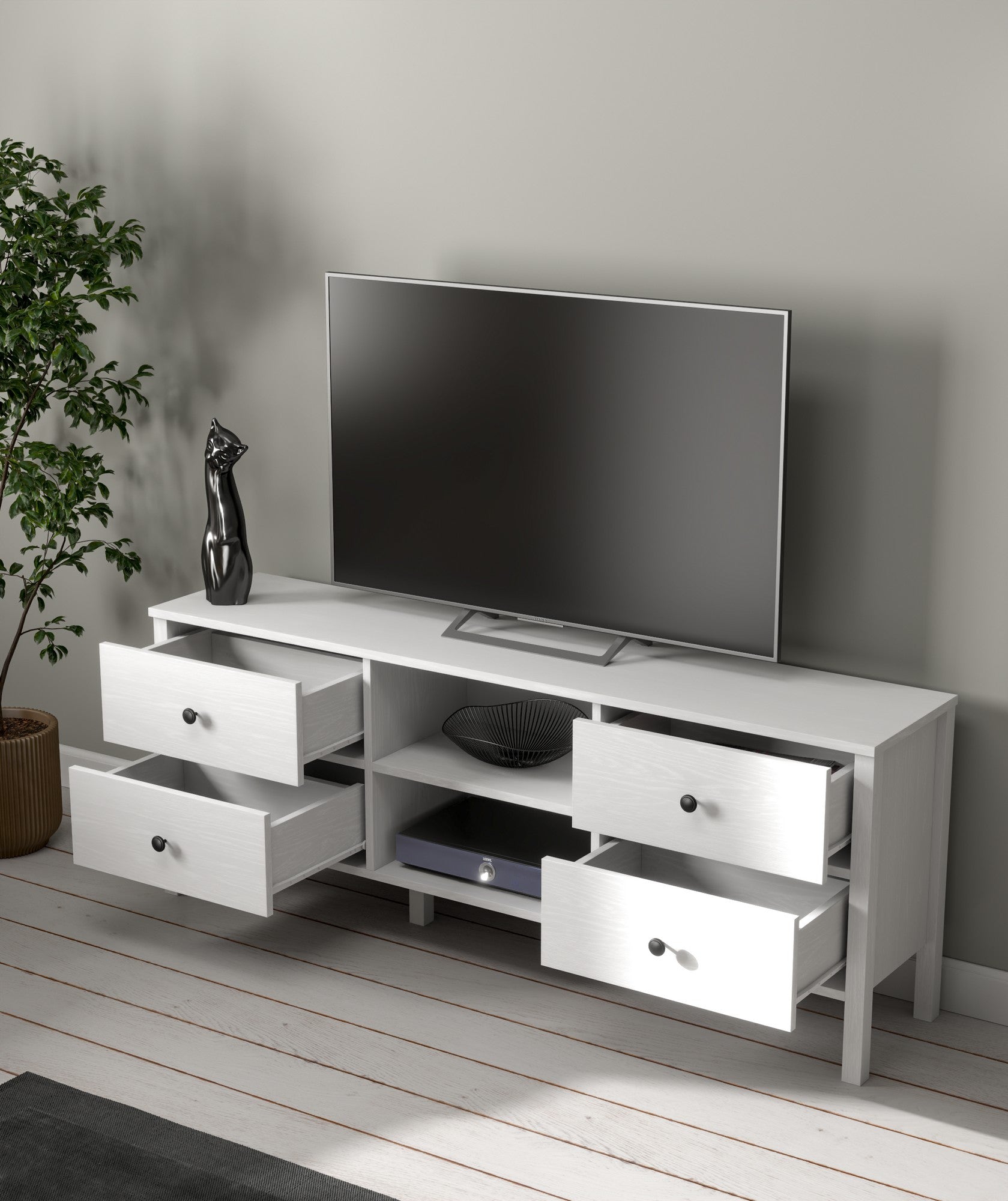 Móvel de TV – 160 cm x 62 cm x 35 cm – Branco – Aglomerado