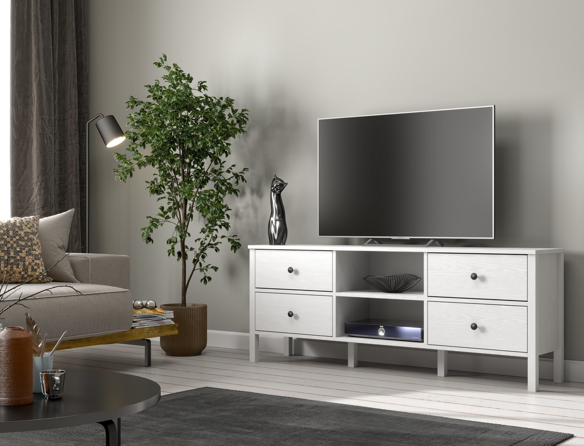 Móvel de TV – 160 cm x 62 cm x 35 cm – Branco – Aglomerado