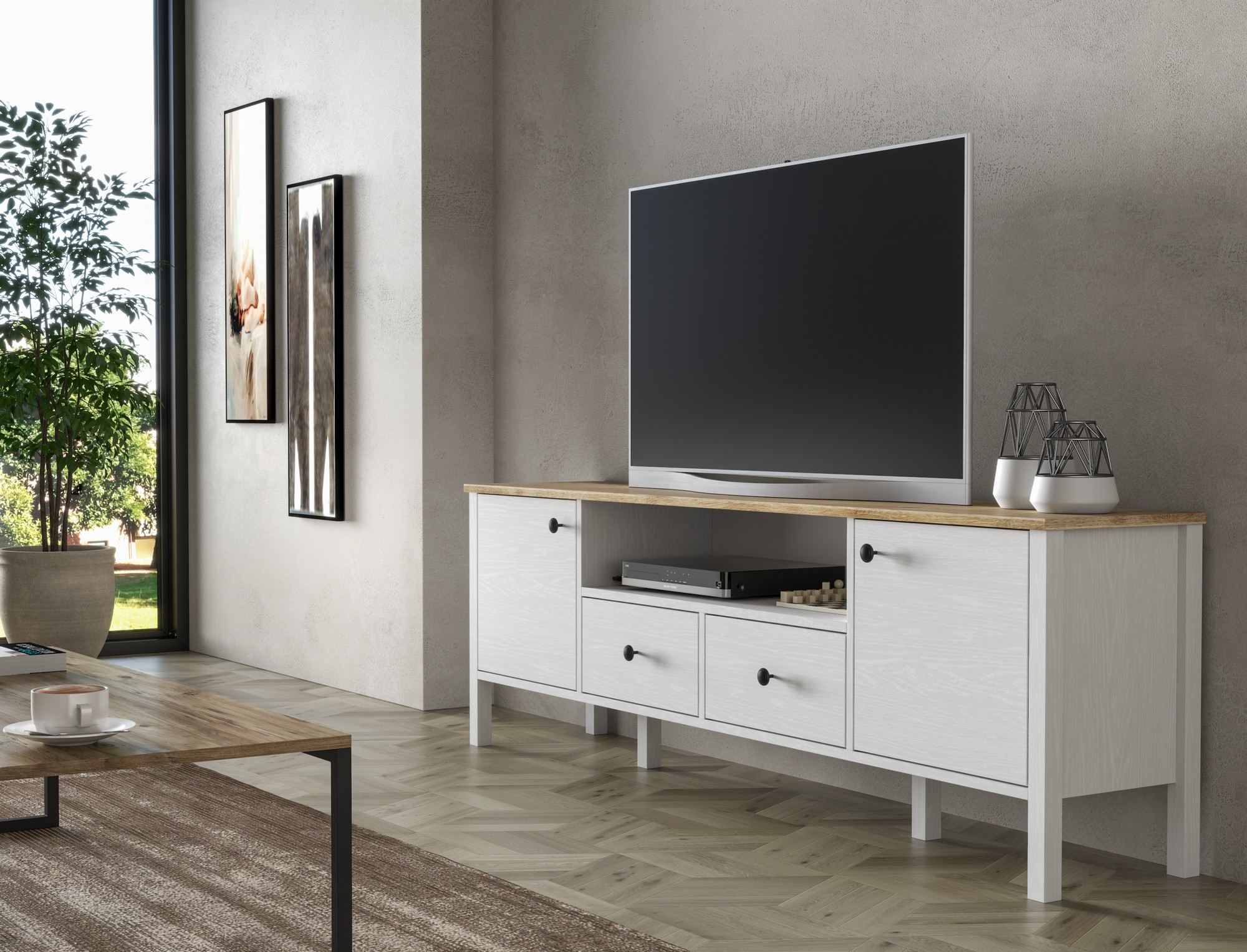 Móvel de TV – 180 cm x 58 cm x 35 cm – Branco – MDF