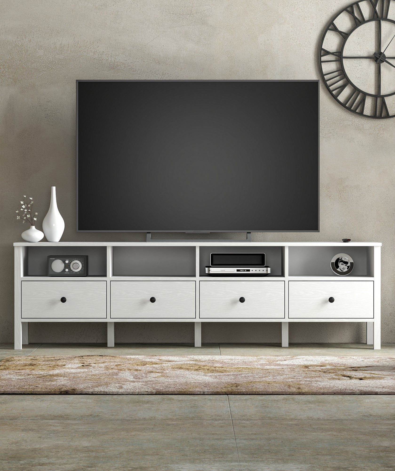 Móvel de TV – 200cm x 58cm x 59cm – Branco – Melamina