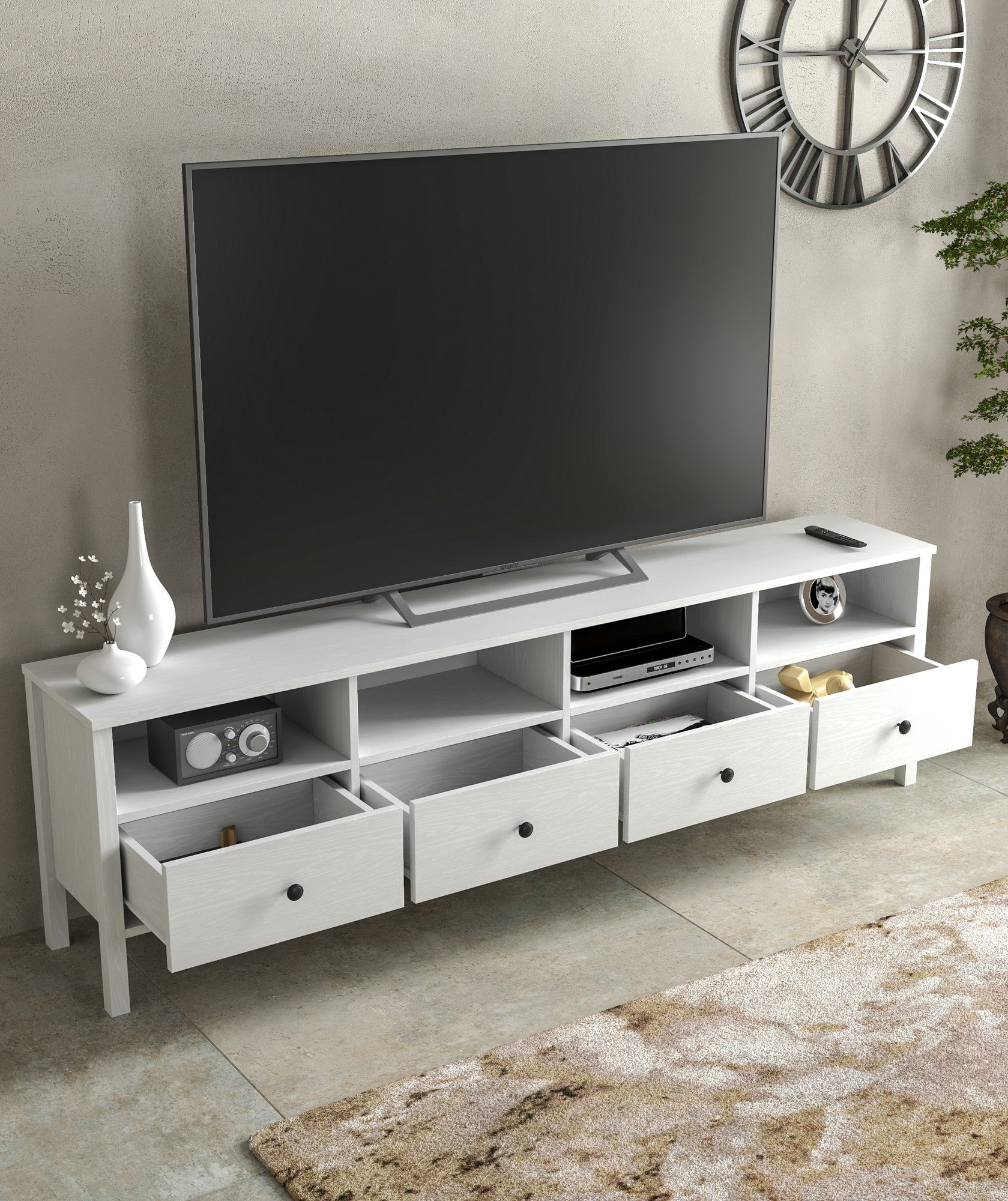 Móvel de TV – 200cm x 58cm x 59cm – Branco – Melamina