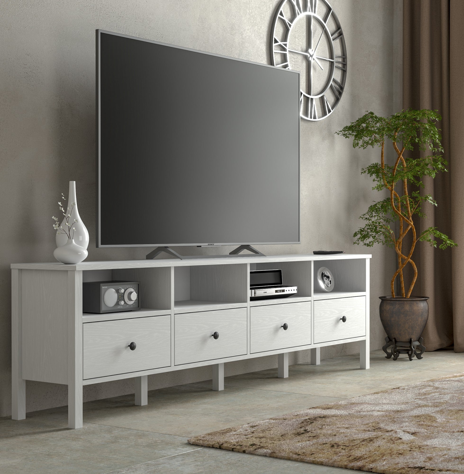 Móvel de TV – 200cm x 58cm x 59cm – Branco – Melamina