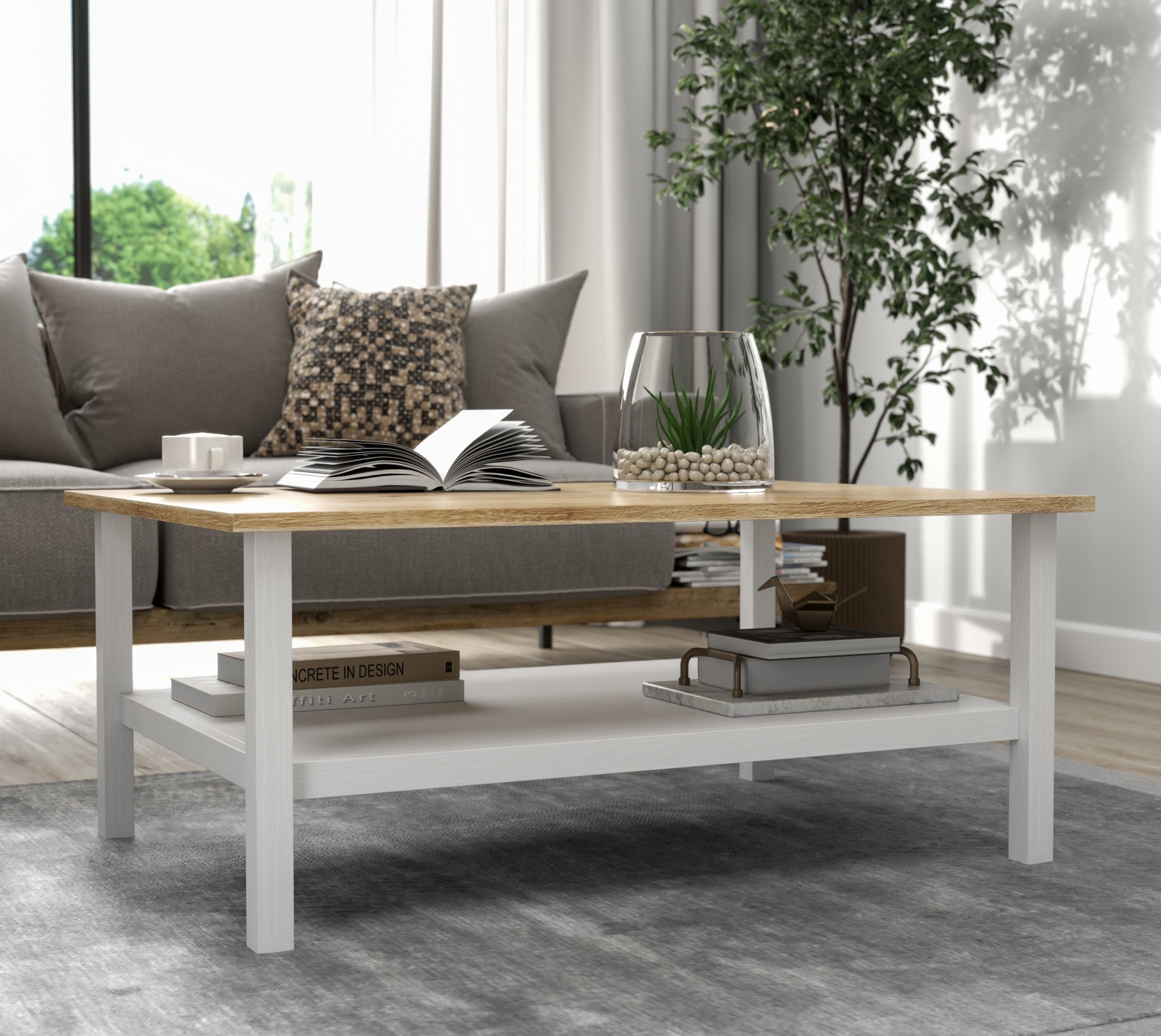 Mesa de Centro – 100cm x 43cm x 70cm – Branco – Melamina