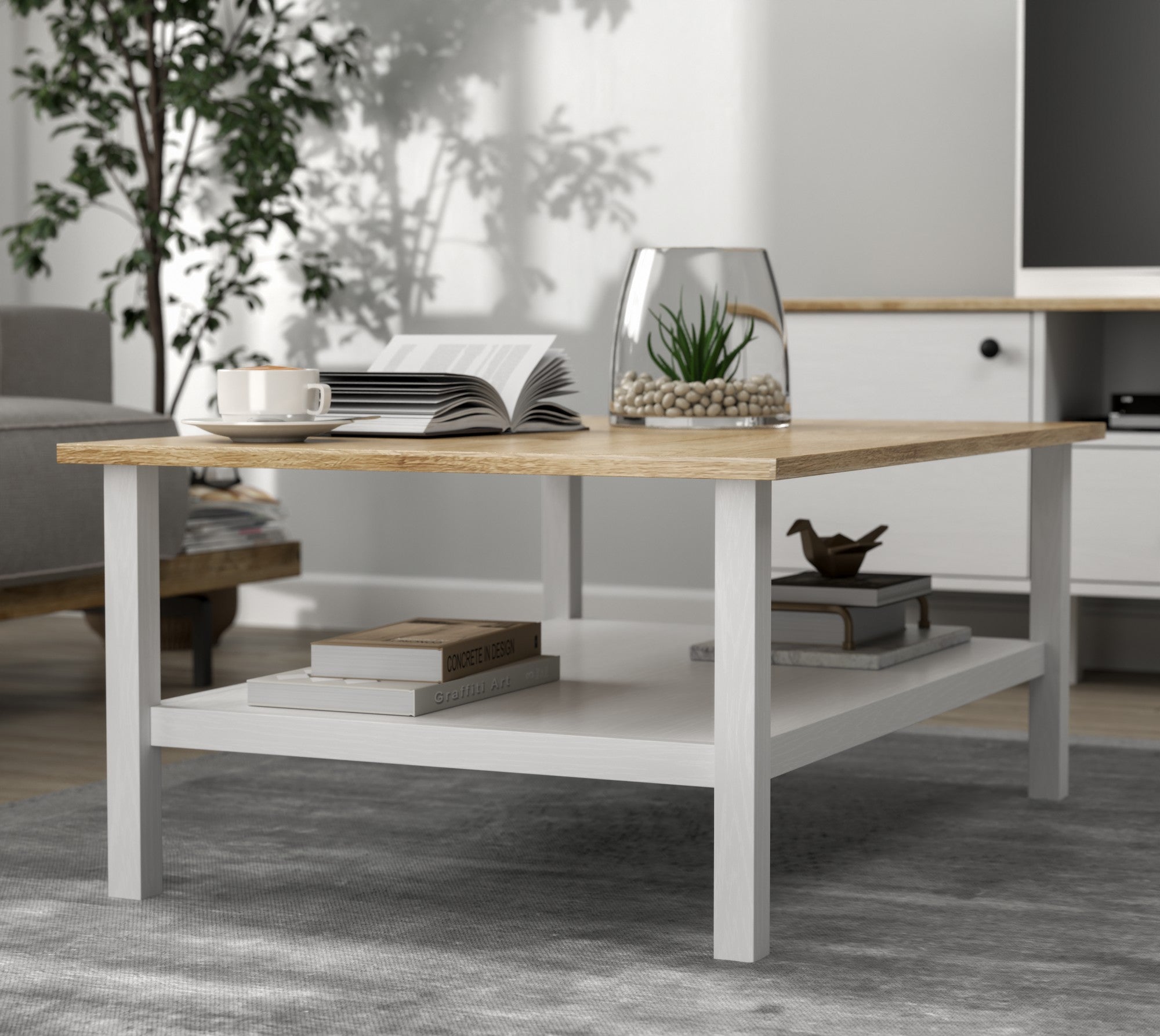 Mesa de Centro – 100cm x 43cm x 70cm – Branco – Melamina