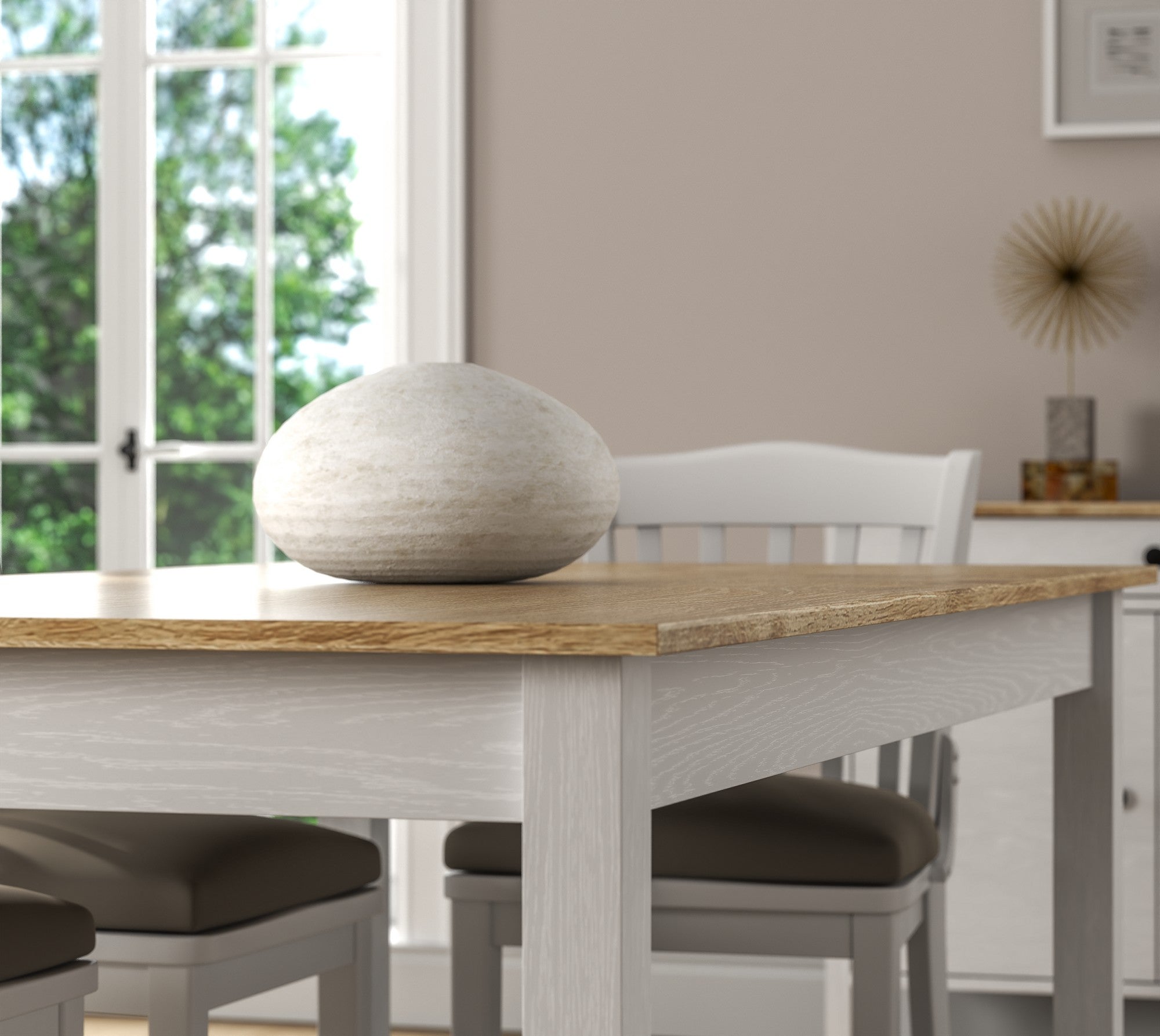 Mesa de jantar – 180 cm x 76 cm x 90 cm – Branco e Madeira – Aglomerado