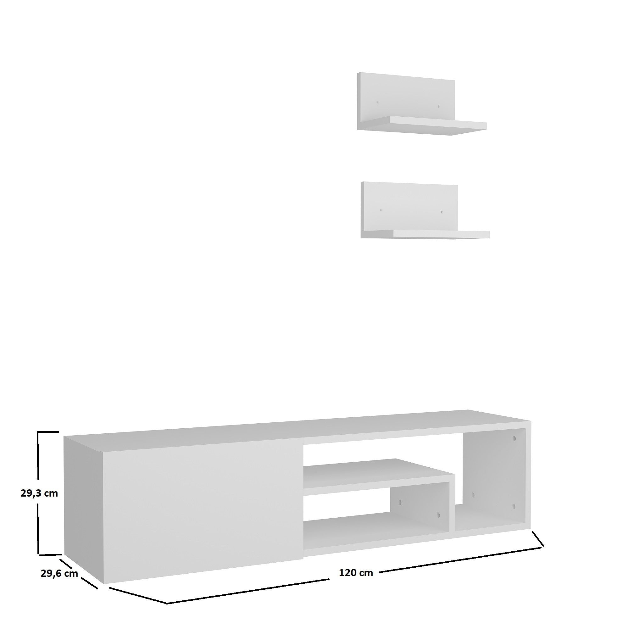 Móvel de TV moderno – 120 cm – branco – aglomerado revestido em melamina