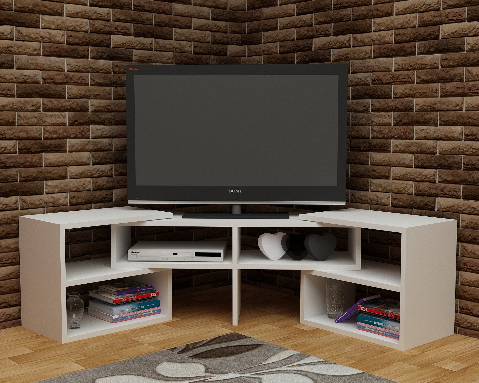 Móvel de TV – 136,8 cm – Branco – Aglomerado revestido em melamina