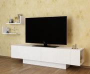 Móvel de TV moderno – 150 cm – Branco – Painel de partículas revestido em melamina