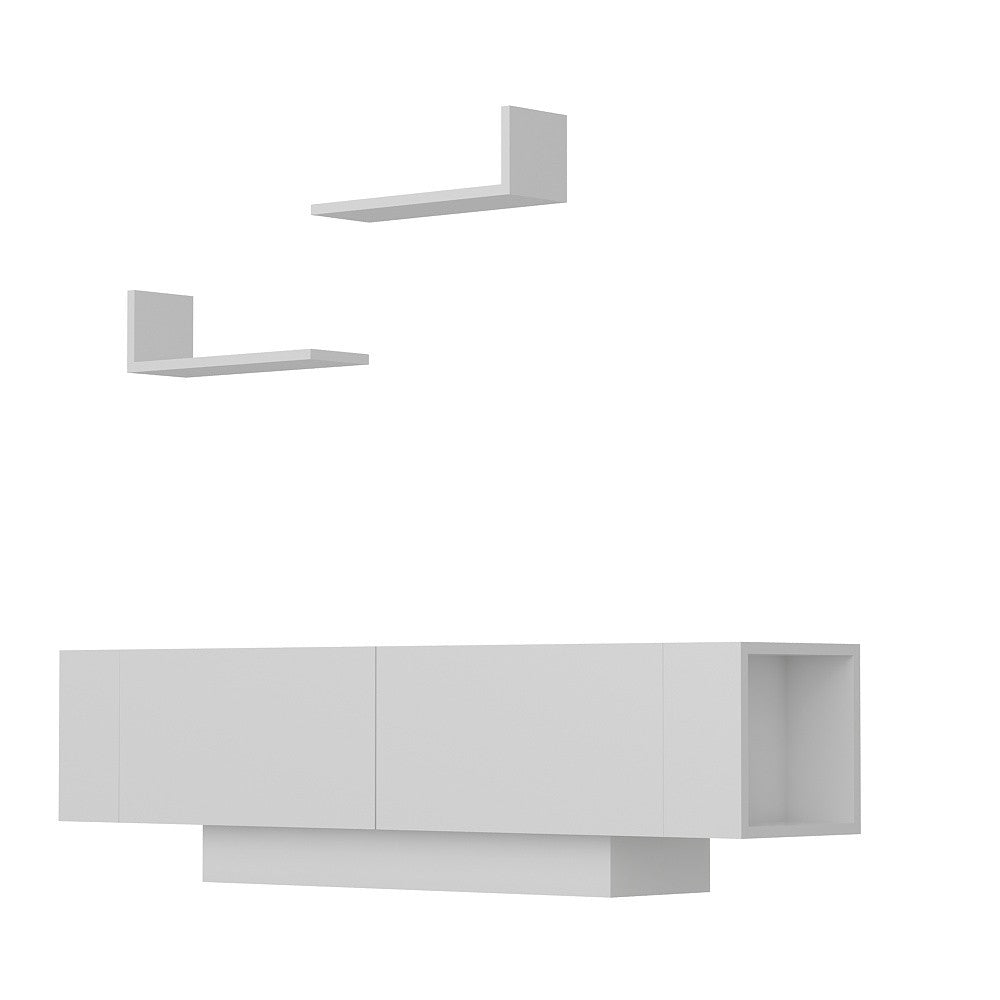 Móvel de TV moderno – 150 cm – Branco – Painel de partículas revestido em melamina