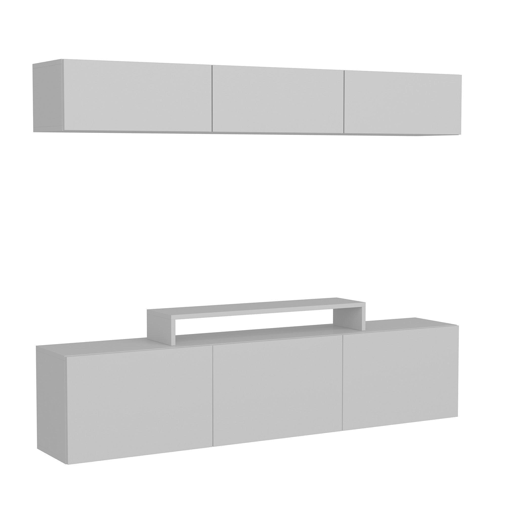 Móvel de TV moderno – 180 cm – Branco – Painel de partículas revestido em melamina