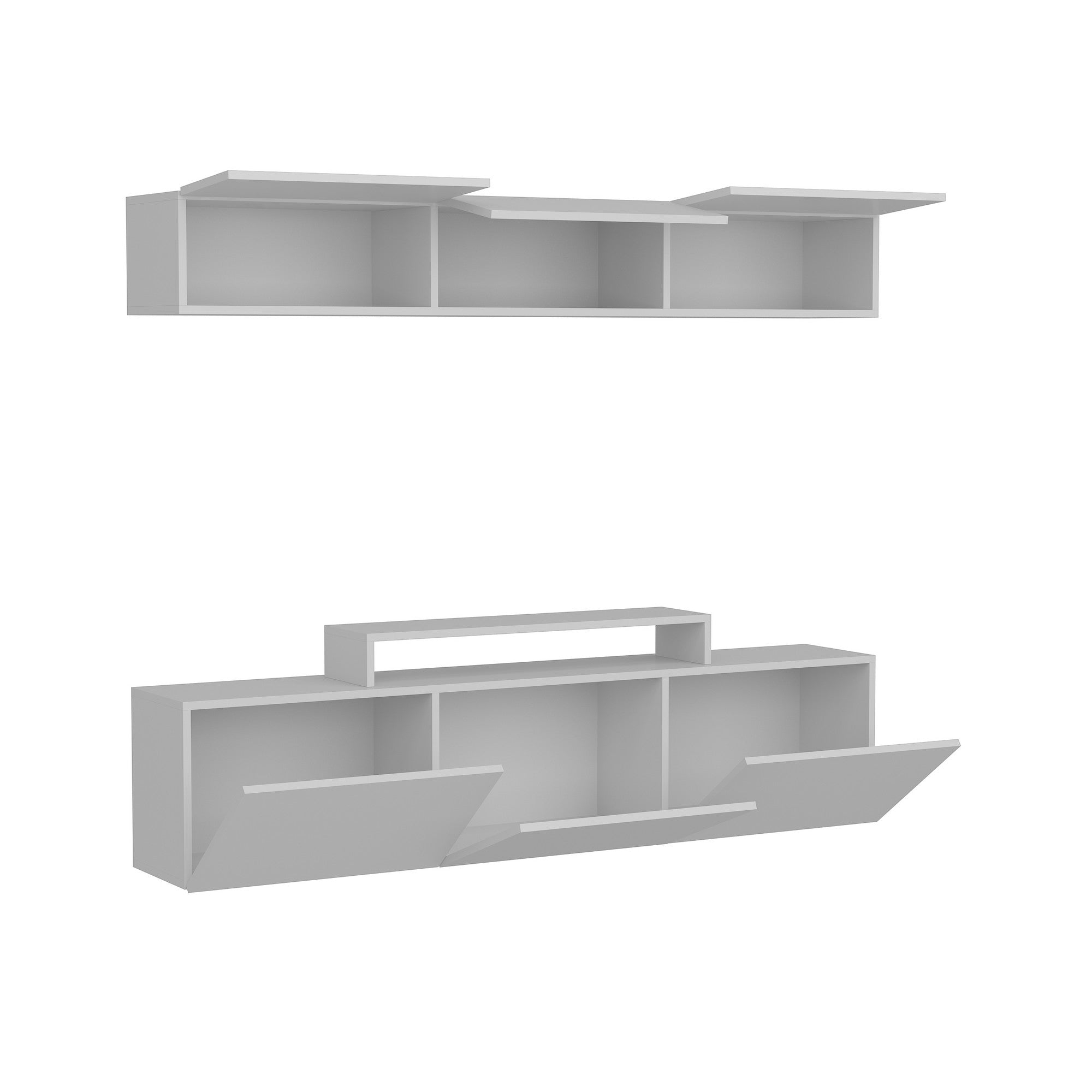 Móvel de TV moderno – 180 cm – Branco – Painel de partículas revestido em melamina