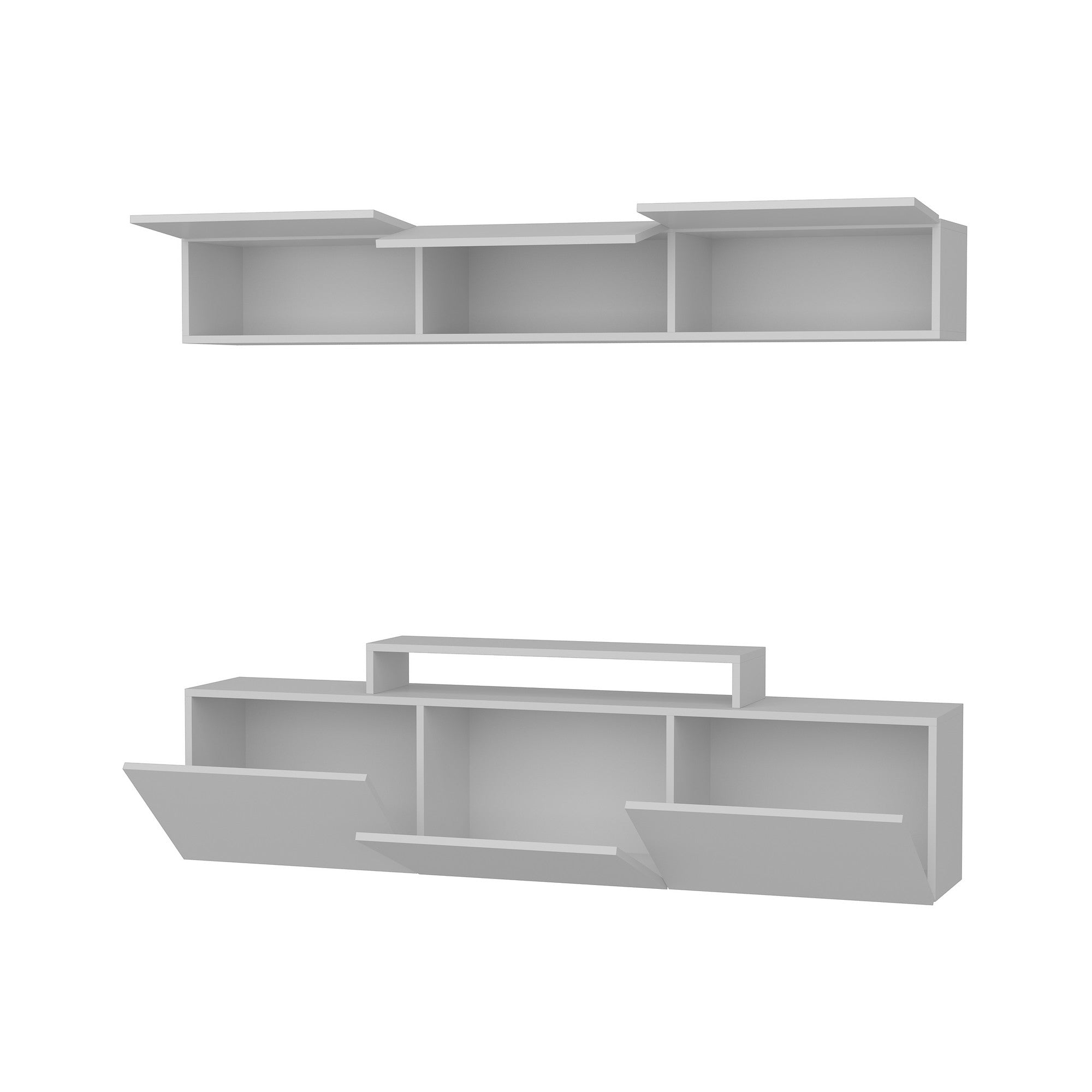 Móvel de TV moderno – 180 cm – Branco – Painel de partículas revestido em melamina
