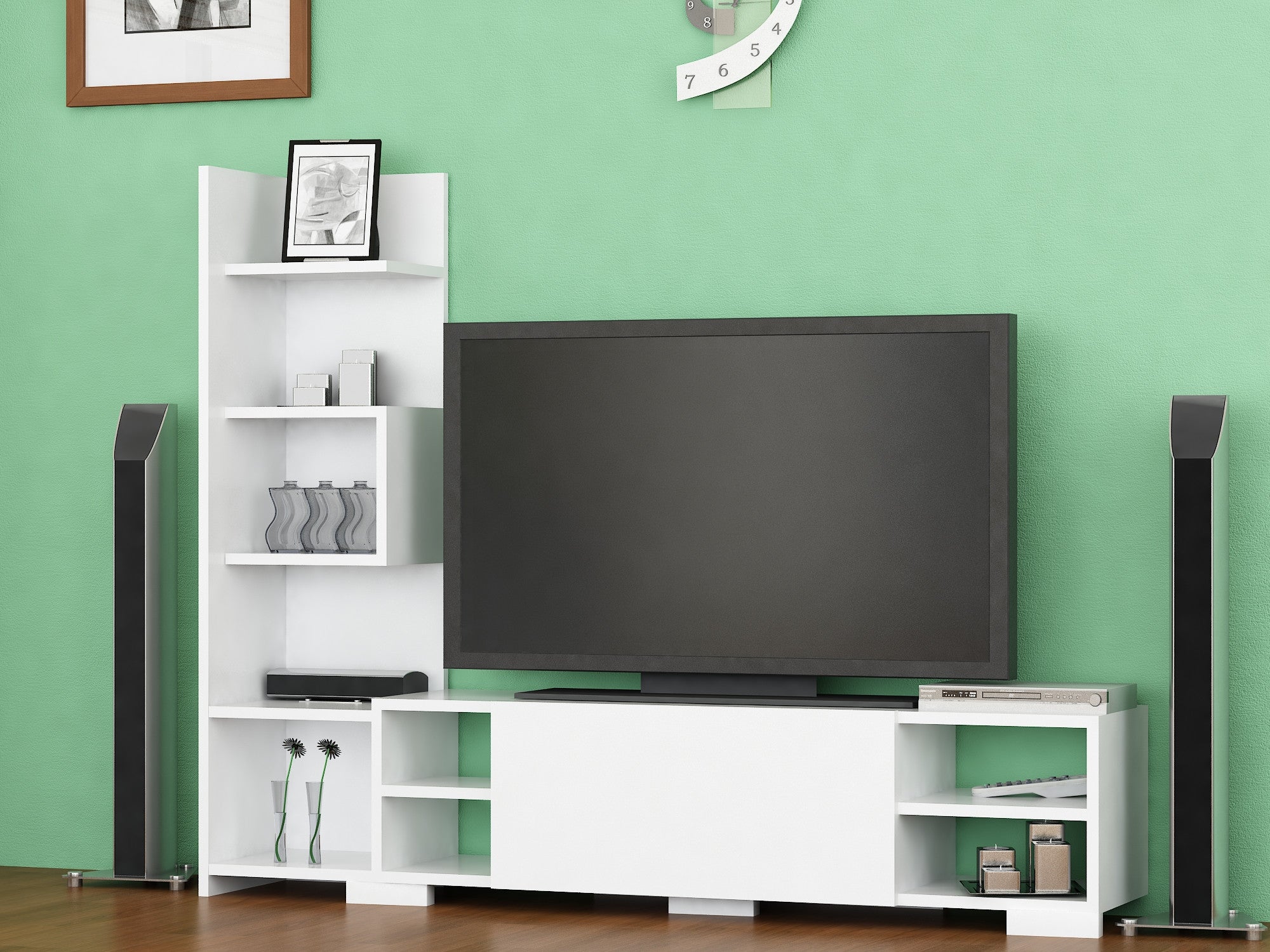Móvel de TV – 160 cm X 120 cm X 29,5 cm – Branco – Painel de partículas