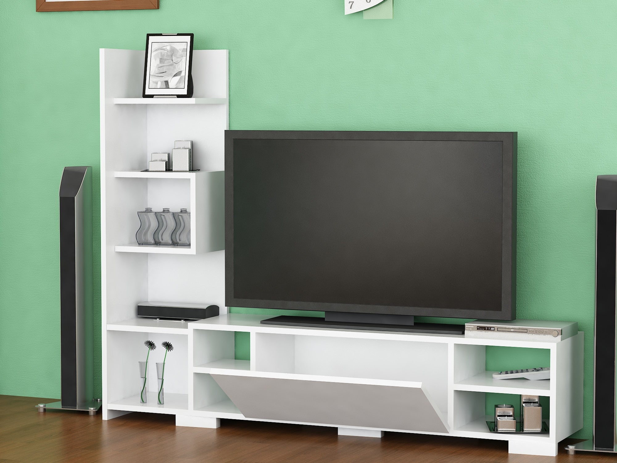 Móvel de TV – 160 cm X 120 cm X 29,5 cm – Branco – Painel de partículas