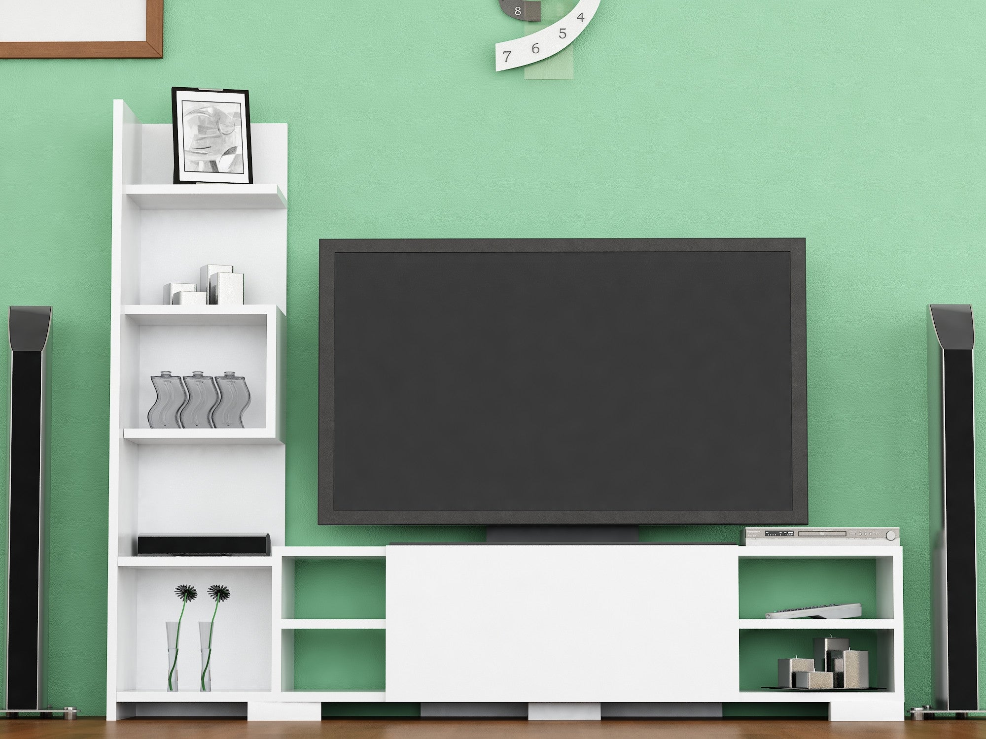 Móvel de TV – 160 cm X 120 cm X 29,5 cm – Branco – Painel de partículas