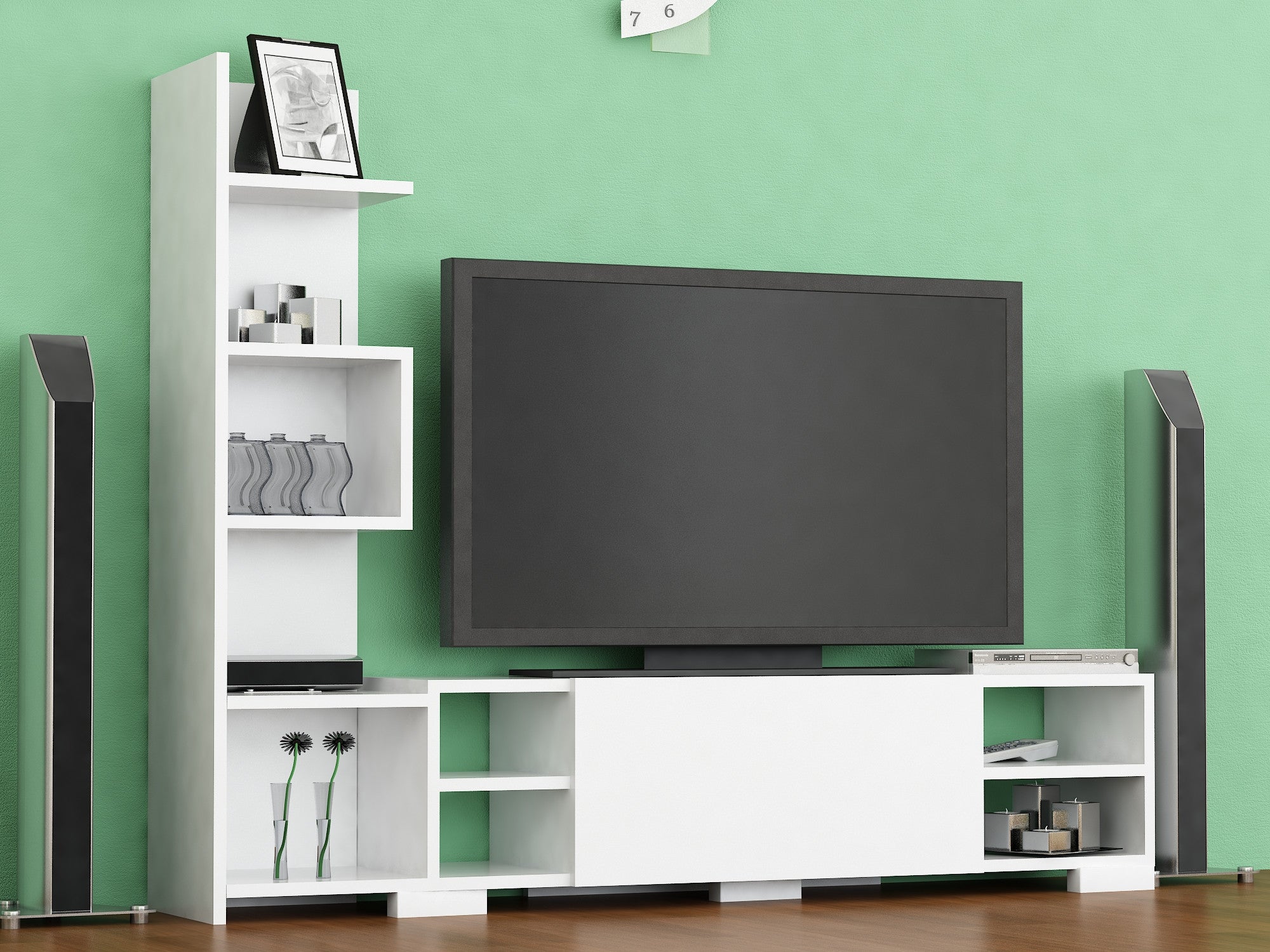 Móvel de TV – 160 cm X 120 cm X 29,5 cm – Branco – Painel de partículas