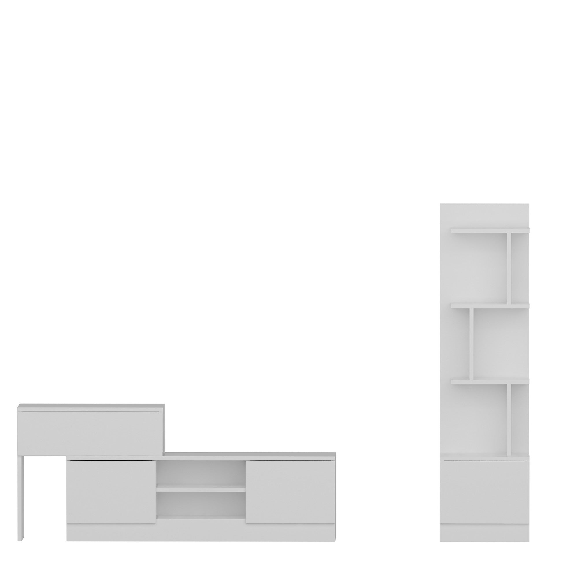 Móvel de TV moderno – 120 cm de largura – Branco – Melamina