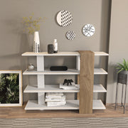 Estante Moderna Escandinava – 120 x 90 x 30 cm – Branco e Nogueira – Painel de partículas revestido a melamina