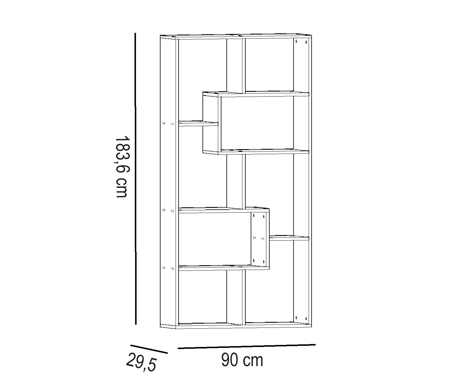 Estante moderna – 90 x 183,6 x 29,5 cm – Branca – Painel de partículas revestido de melamina