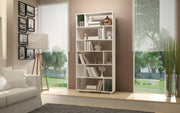 Estante moderna – 90 cm x 188,6 cm x 25,4 cm – branca – painel de partículas de melamina
