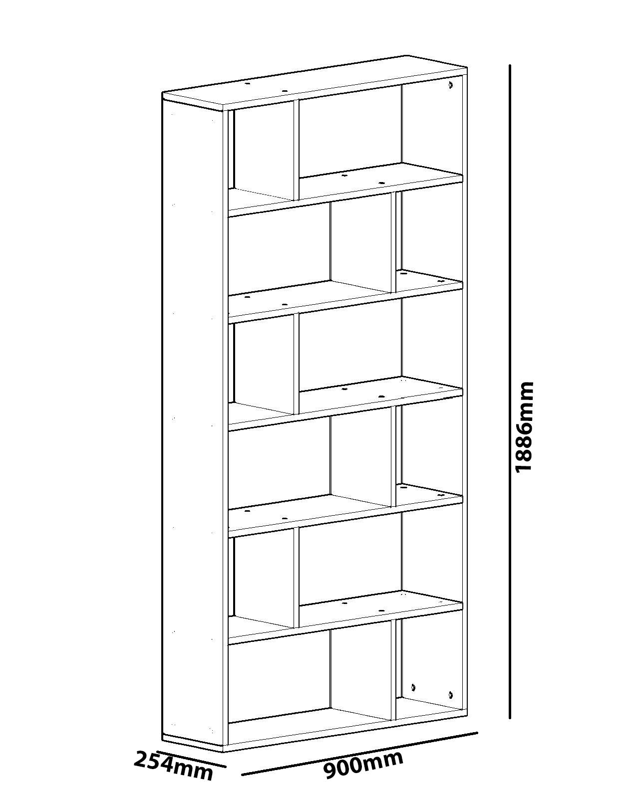 Estante moderna – 90 cm x 188,6 cm x 25,4 cm – branca – painel de partículas de melamina
