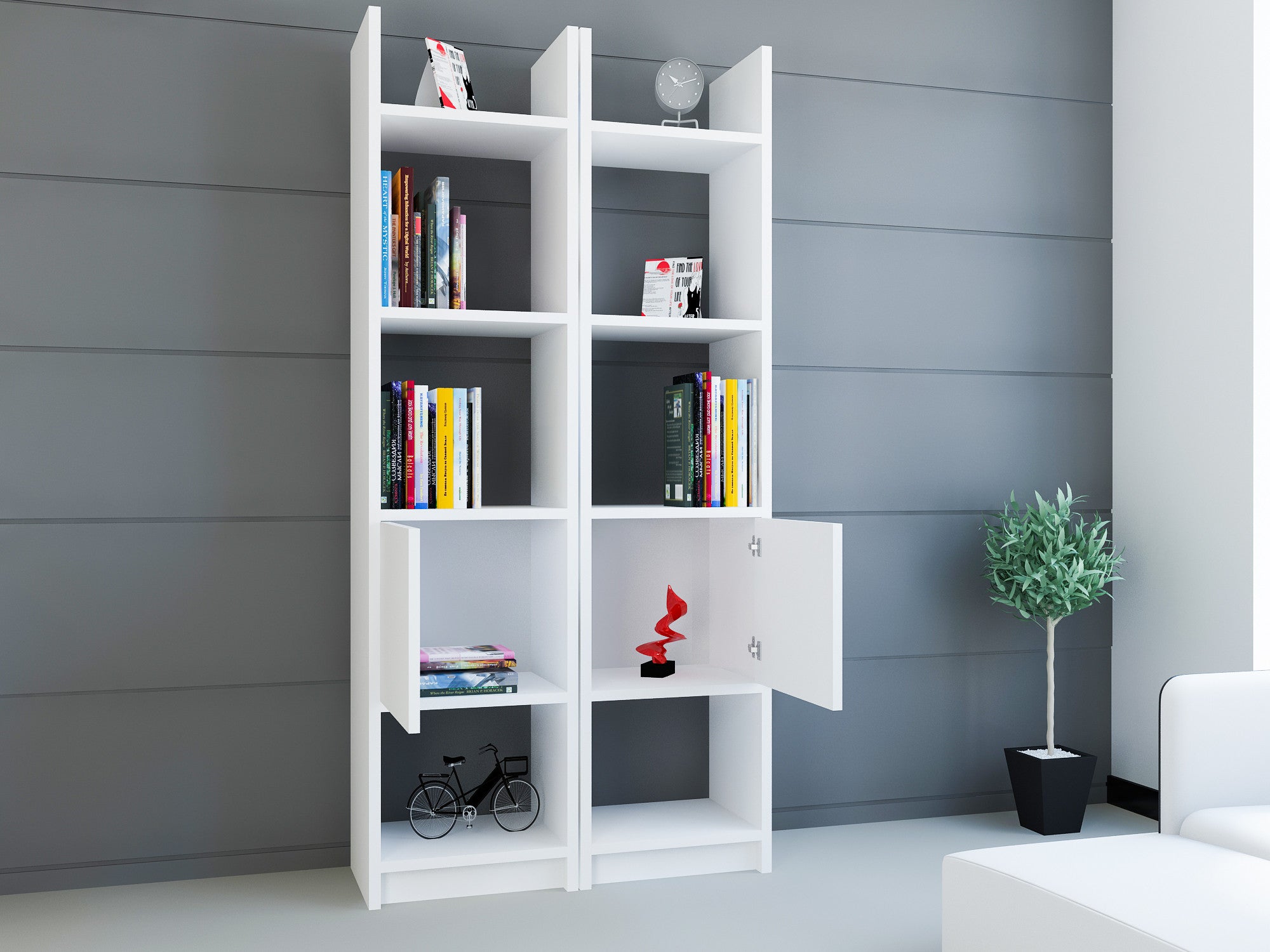 Estante moderna – 66,2 cm x 150 cm x 29,5 cm – Branca – Painel de partículas revestido de melamina