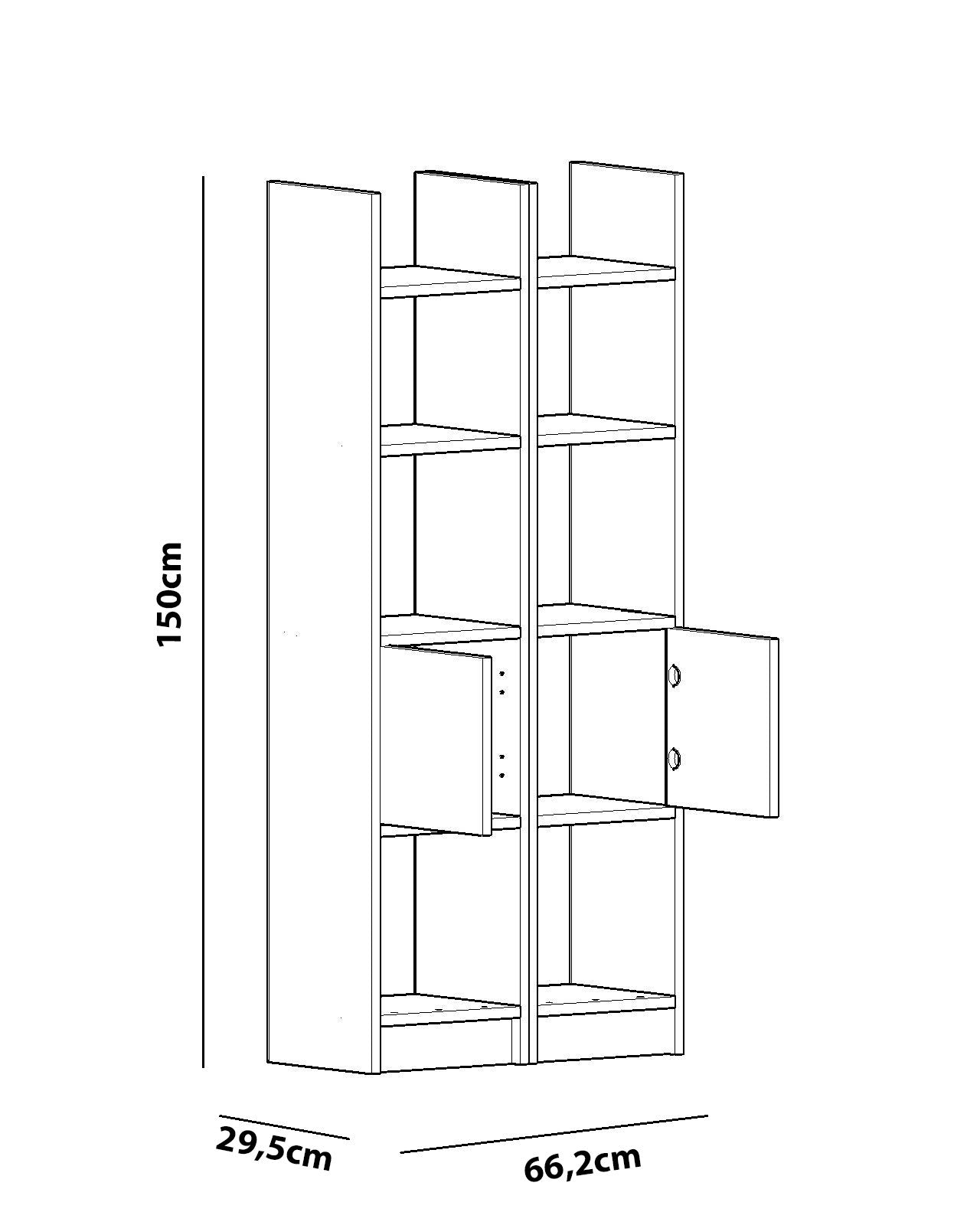Estante moderna – 66,2 cm x 150 cm x 29,5 cm – Branca – Painel de partículas revestido de melamina
