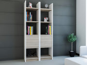 Estante Moderna – 66,2 x 150 x 29,5 cm – Branco e Cordoba – Painel de Partículas Revestido a Melamina