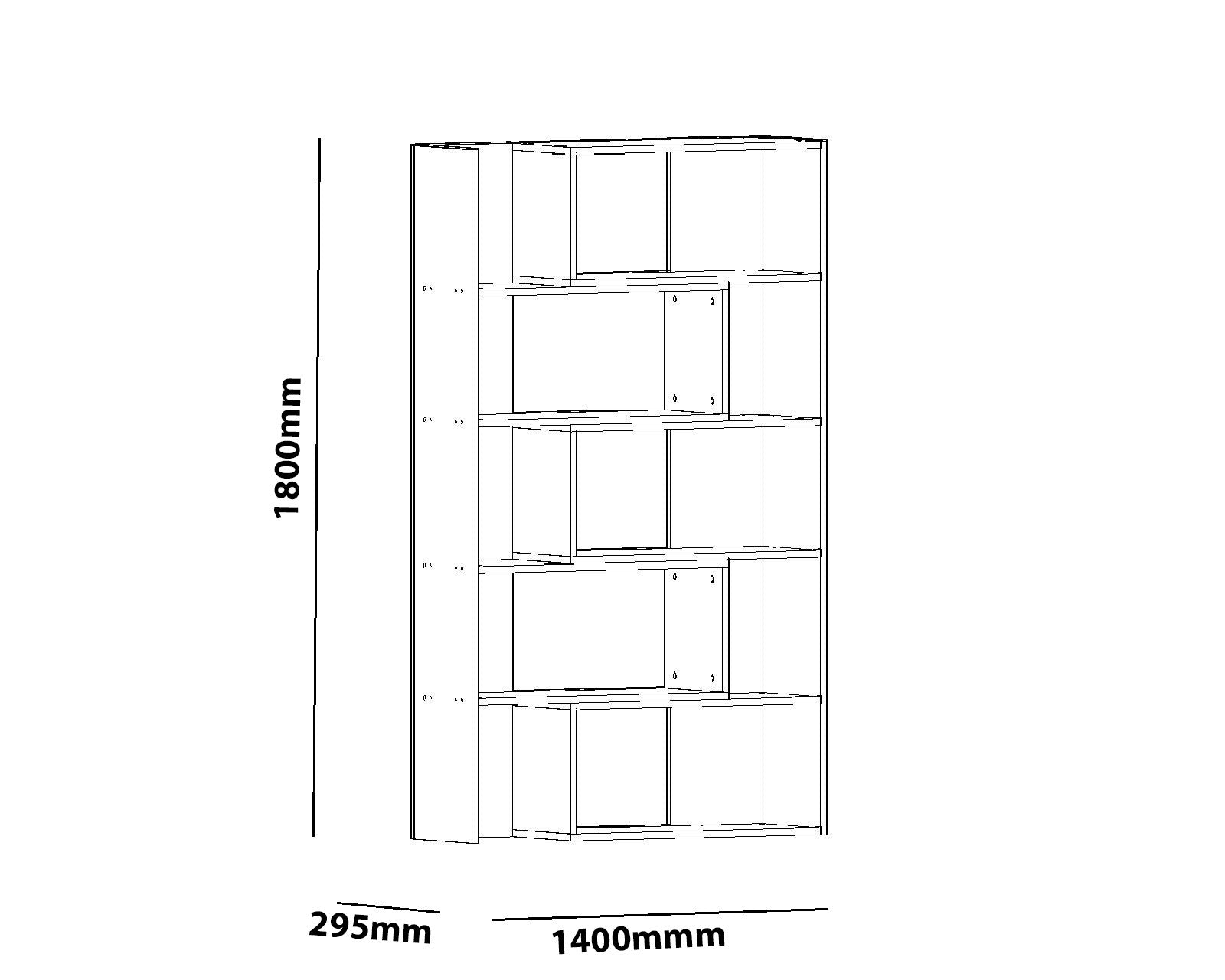 Estante de livros – 140 cm x 180 cm x 29,5 cm – Branco – Painel de partículas revestido em melamina
