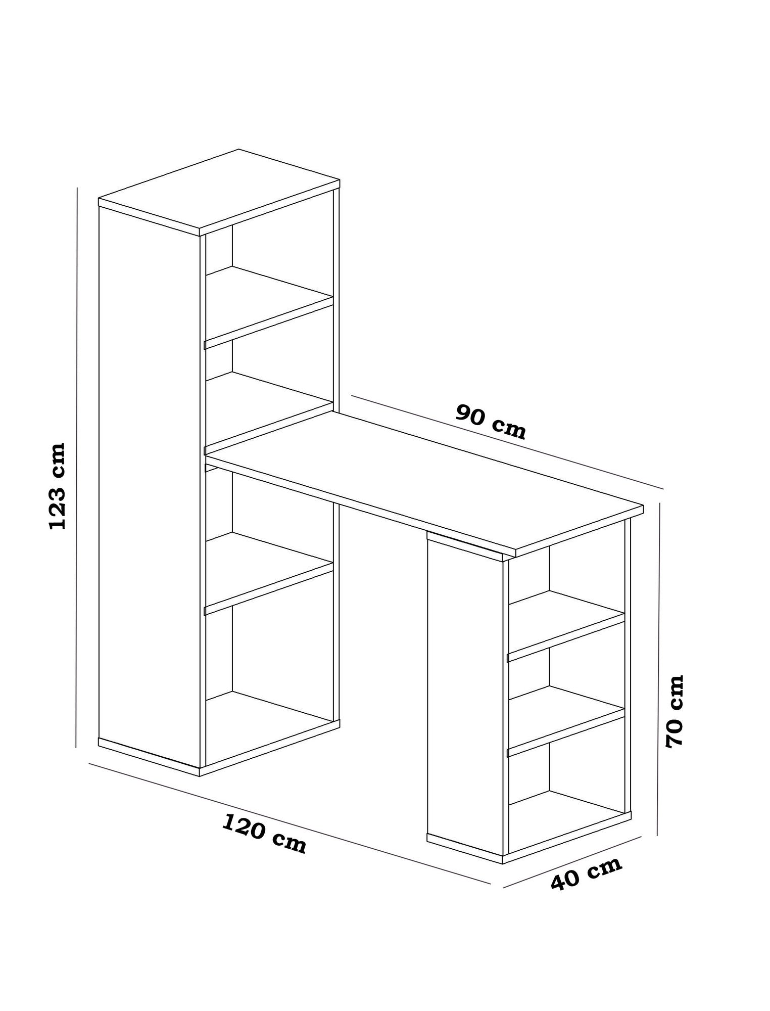 Secretária de Estudo moderna – 90x40x70 cm – Branca – Melamina