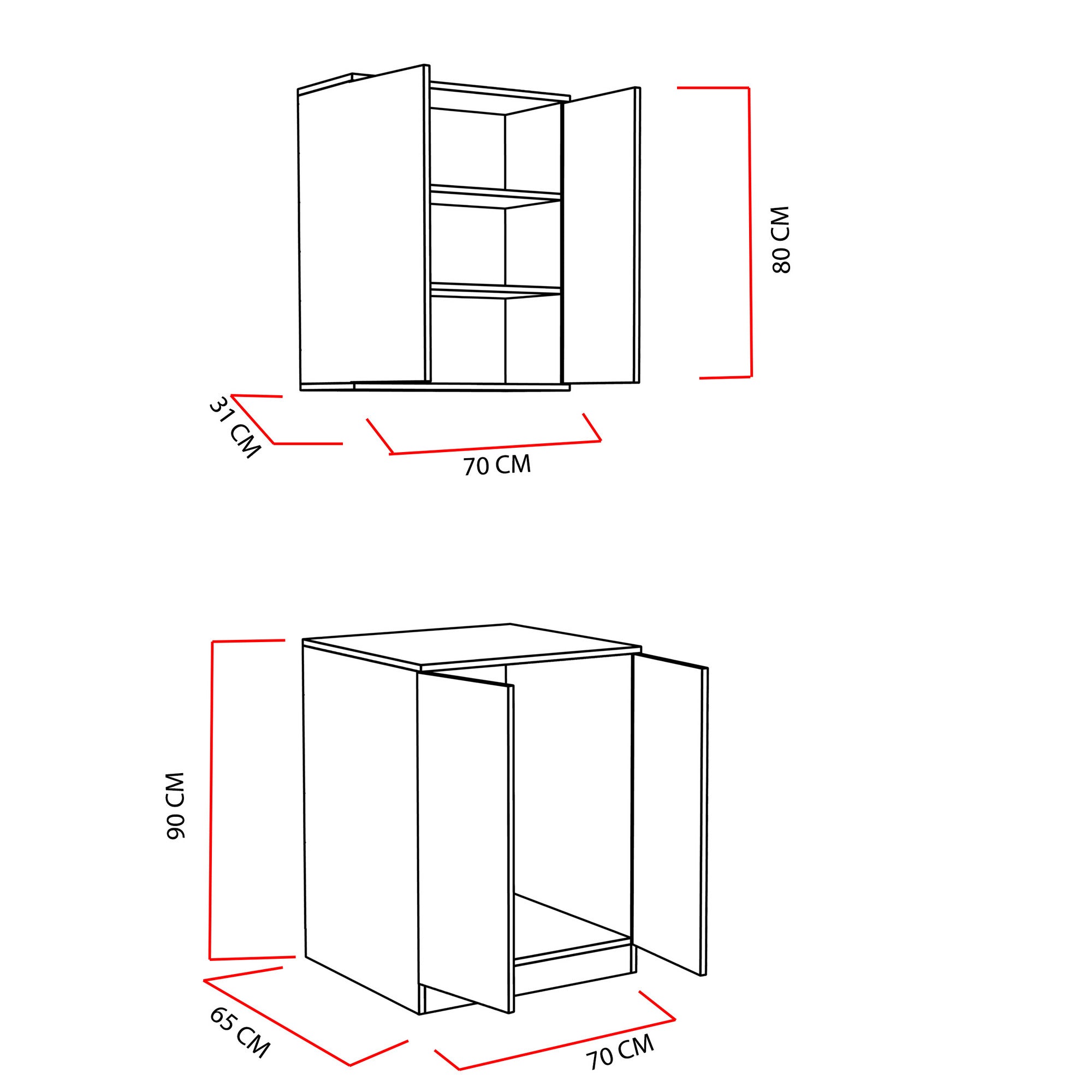 Armário de casa de banho – 70x90x65 cm – Branco – Melamina