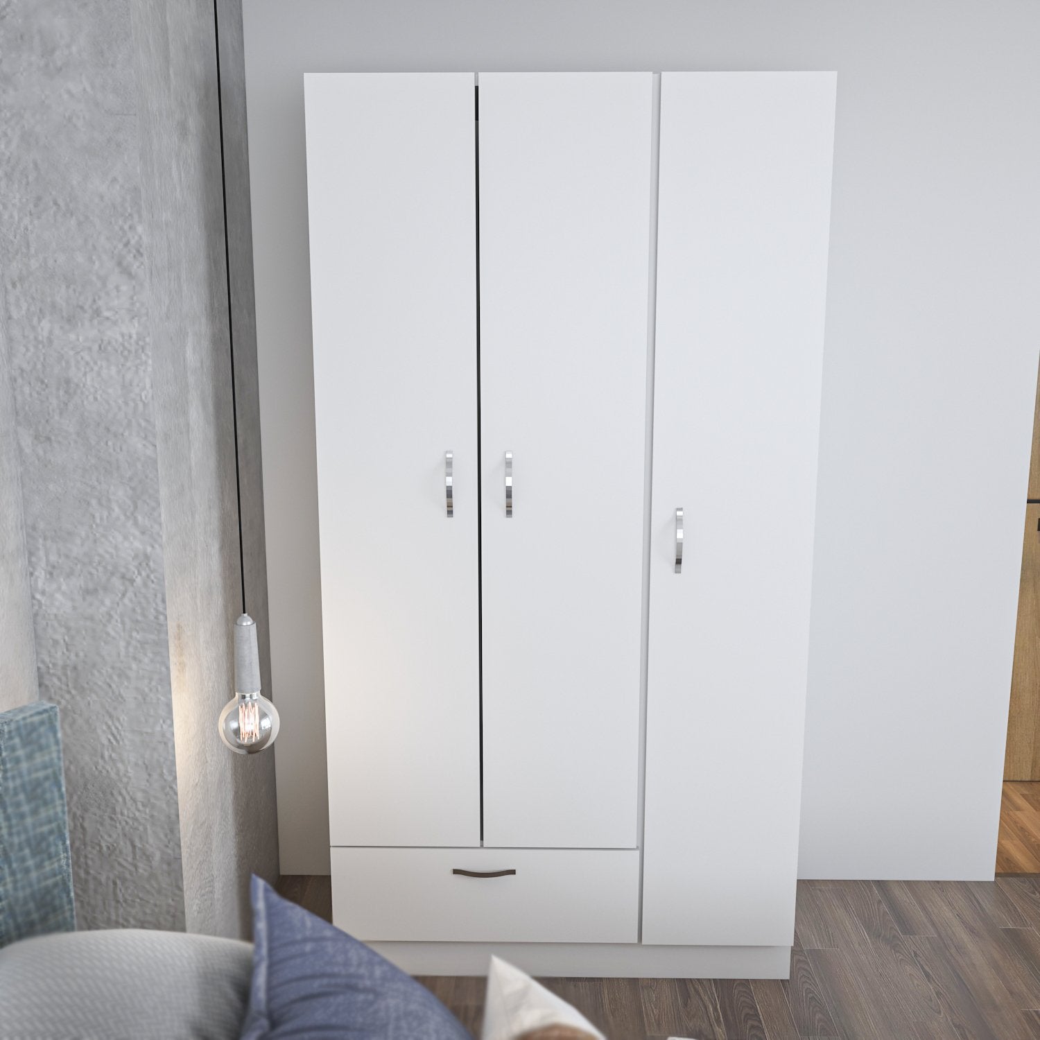Guarda-roupa – 90 x 170 x 40 cm – Branco – Painel de partículas revestido a melamina