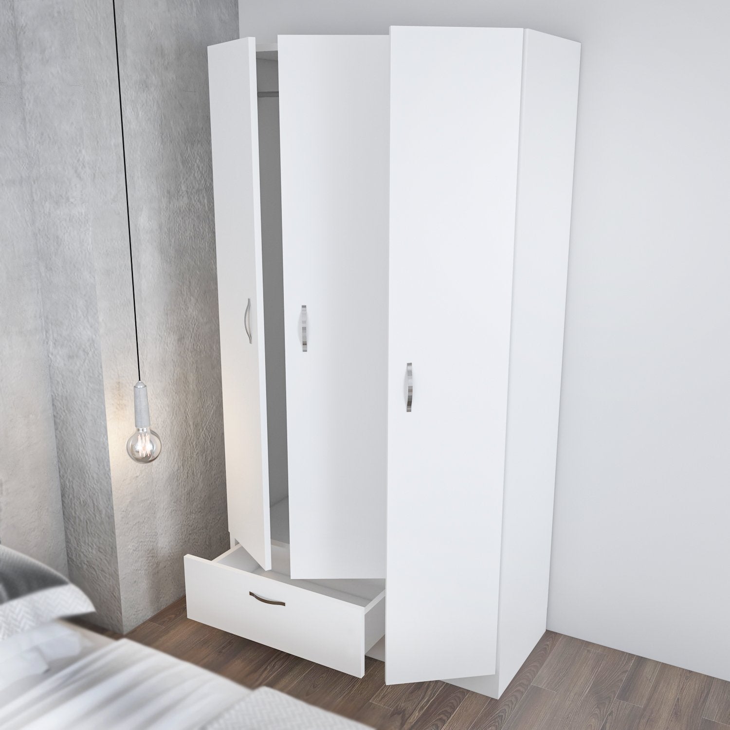 Guarda-roupa – 90 x 170 x 40 cm – Branco – Painel de partículas revestido a melamina
