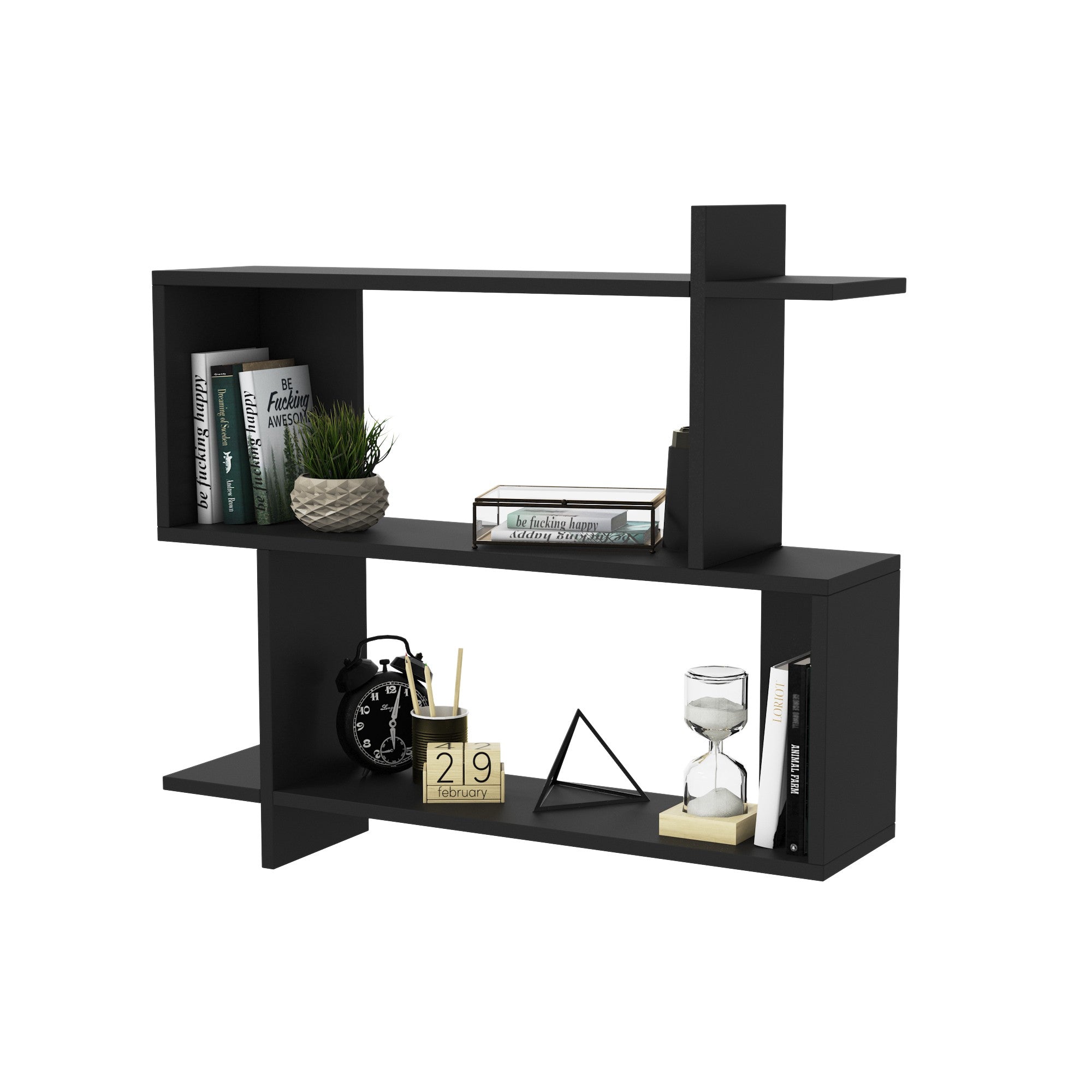 Prateleira de Parede Preta 90cm - Melamina 18mm com Fixação Segura