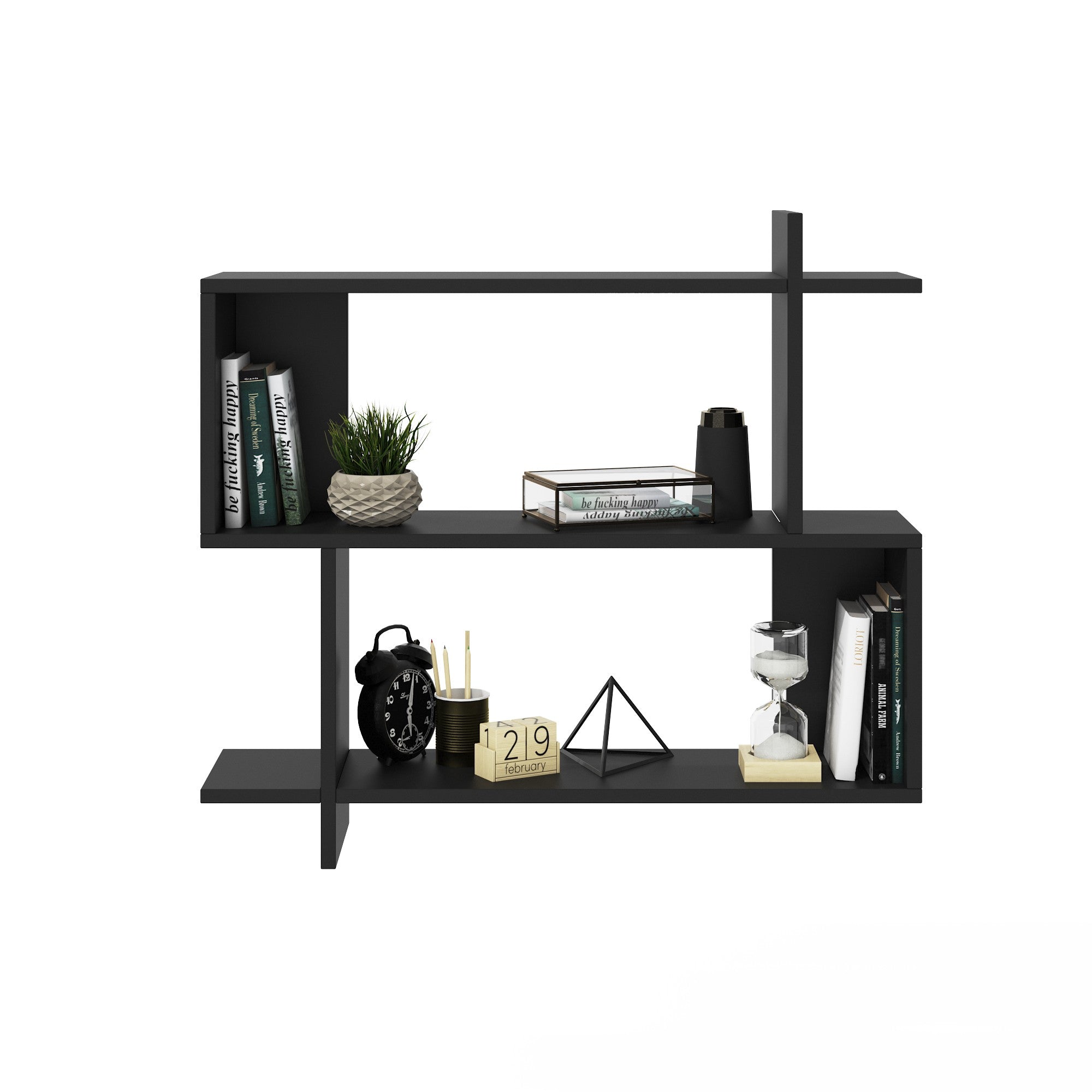 Prateleira de Parede Preta 90cm - Melamina 18mm com Fixação Segura