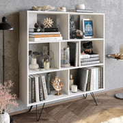 Estante de livros moderna – 120 cm x 132,2 cm x 29,5 cm – Branca – Melamina
