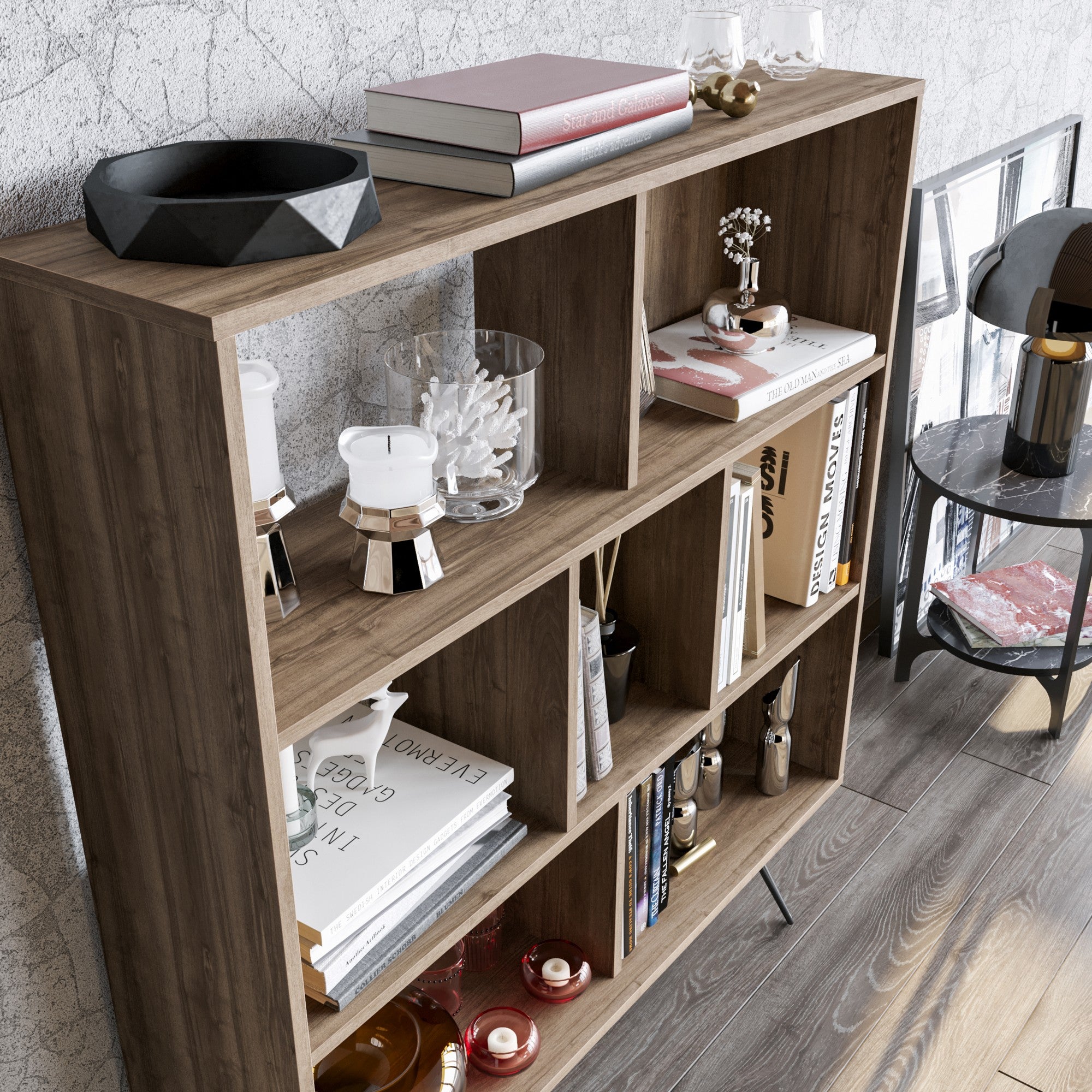 Estante de livros – 120 x 132,2 x 29,5 cm – Nogueira – Melamina