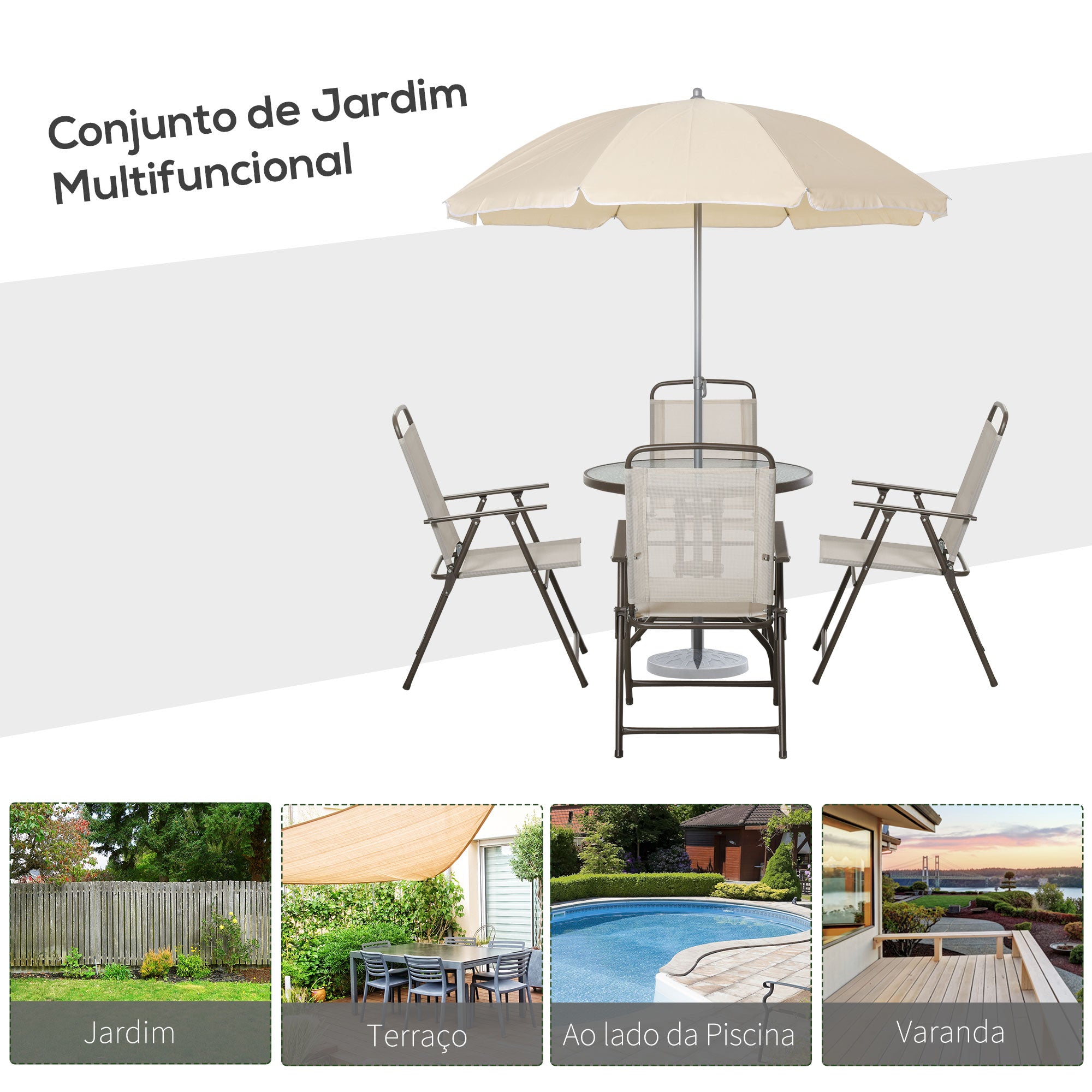 Conjunto de Móveis de Jardim 6 Peças Bege 80x80x69.5 cm