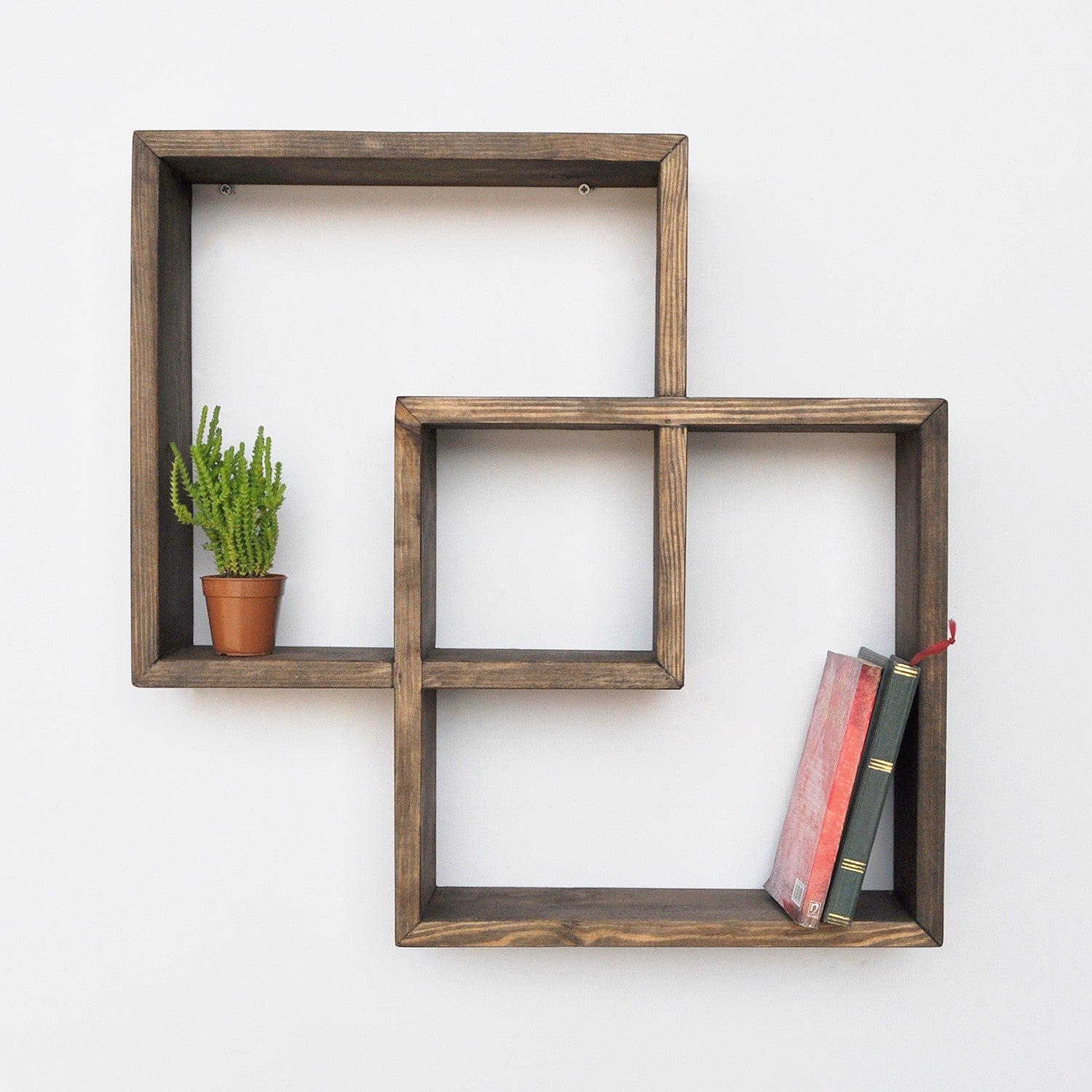 Prateleira de parede – 51 cm x 51 cm x 9 cm – Nogal – Madeira de abeto