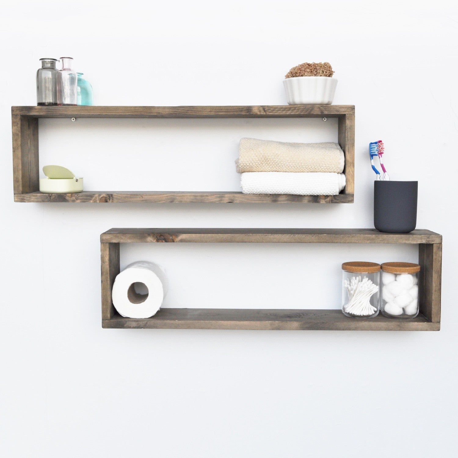 Prateleira de parede – 70cm x 20cm x 12cm – noz – madeira de abeto